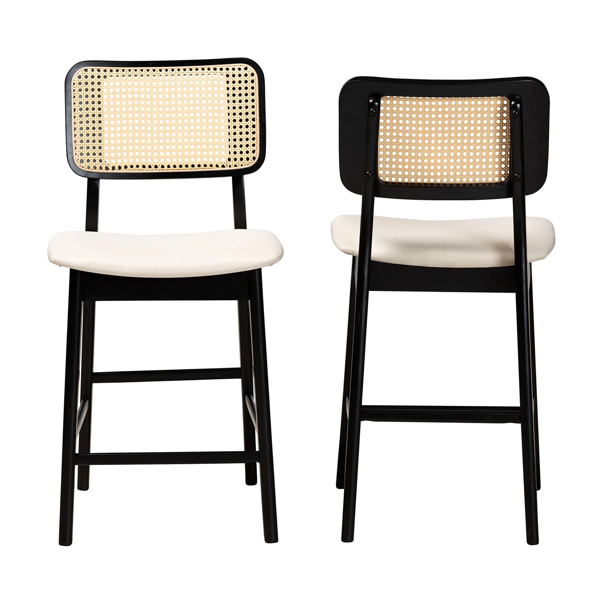 Baxton Studio Dannon Mid-Century Modern Grey Fabric and Walnut Brown Finished Wood 2-Piece Counter Stool Set - Image 21