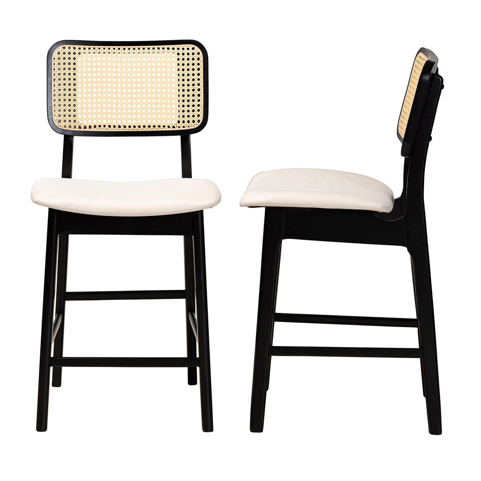 Baxton Studio Dannon Mid-Century Modern Grey Fabric and Walnut Brown Finished Wood 2-Piece Counter Stool Set - Image 22