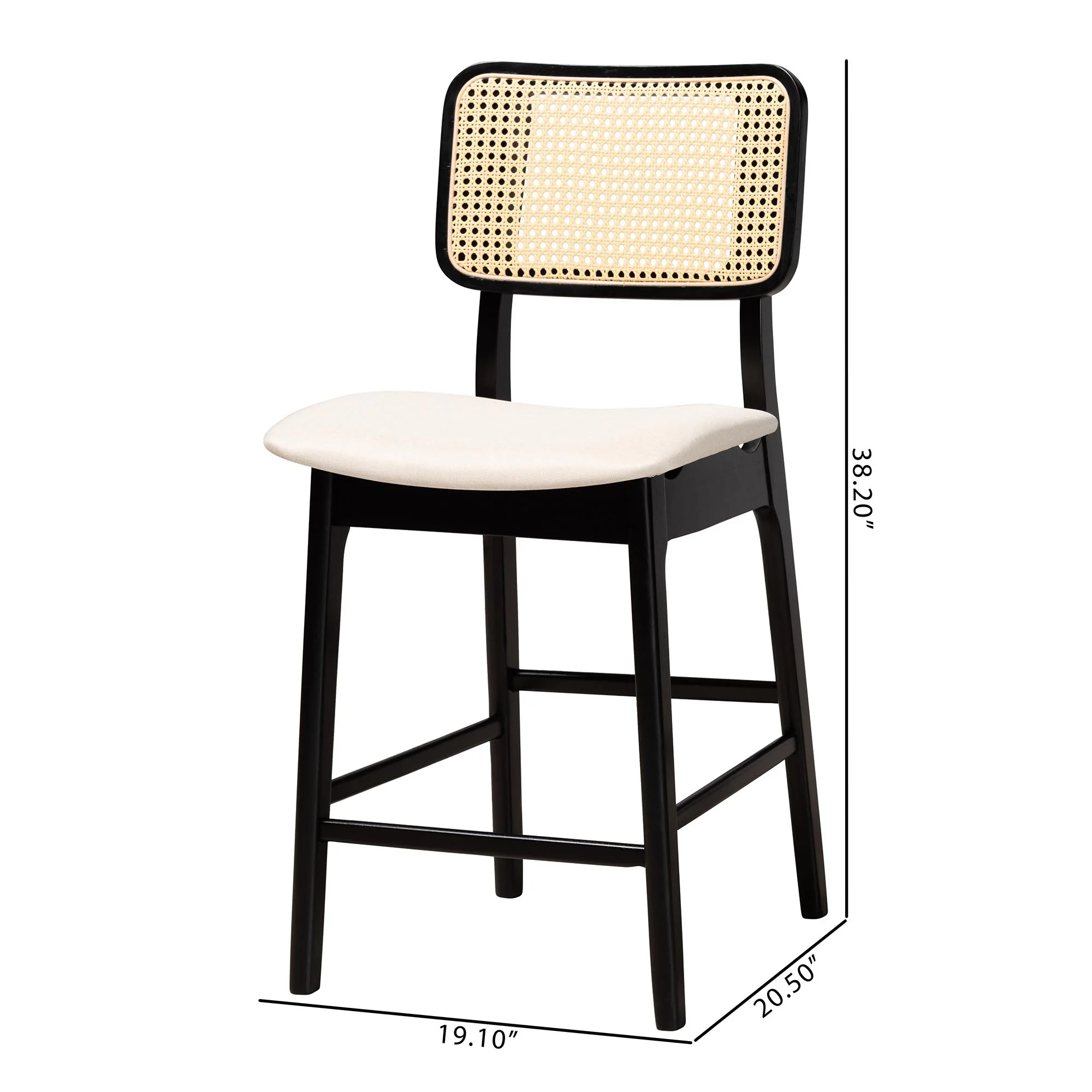Baxton Studio Dannon Mid-Century Modern Grey Fabric and Walnut Brown Finished Wood 2-Piece Counter Stool Set - Image 26