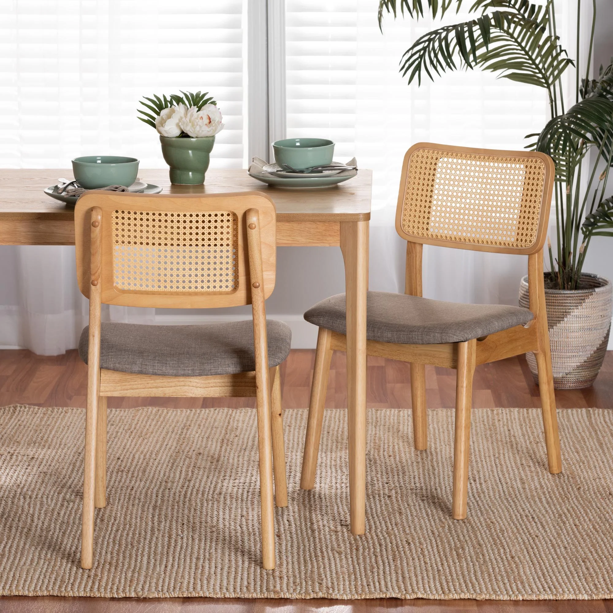 Baxton Studio Dannon Mid-Century Modern Grey Fabric and Walnut Brown Finished Wood 2-Piece Dining Chair Set - Image 19