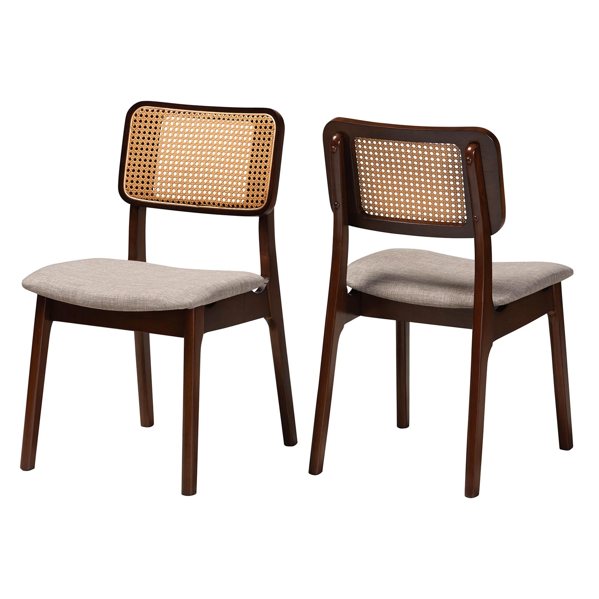 Baxton Studio Dannon Mid-Century Modern Grey Fabric and Walnut Brown Finished Wood 2-Piece Dining Chair Set - Image 2