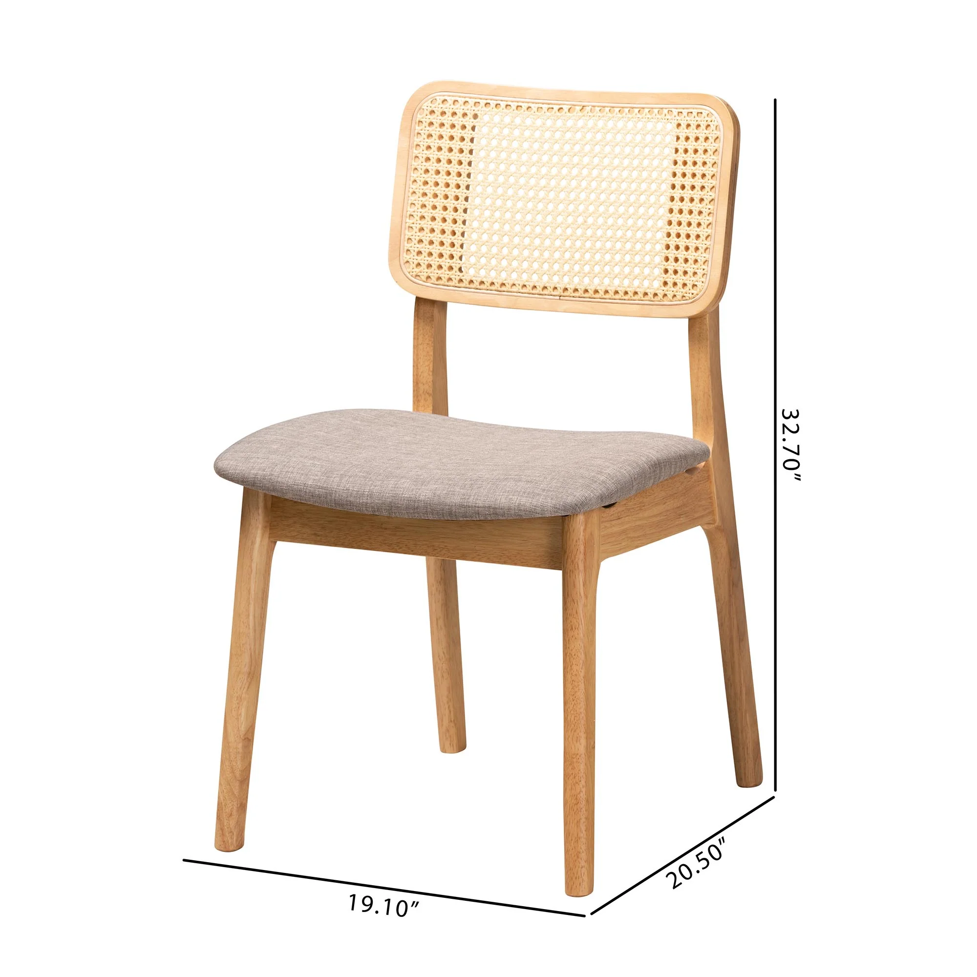 Baxton Studio Dannon Mid-Century Modern Grey Fabric and Walnut Brown Finished Wood 2-Piece Dining Chair Set - Image 26