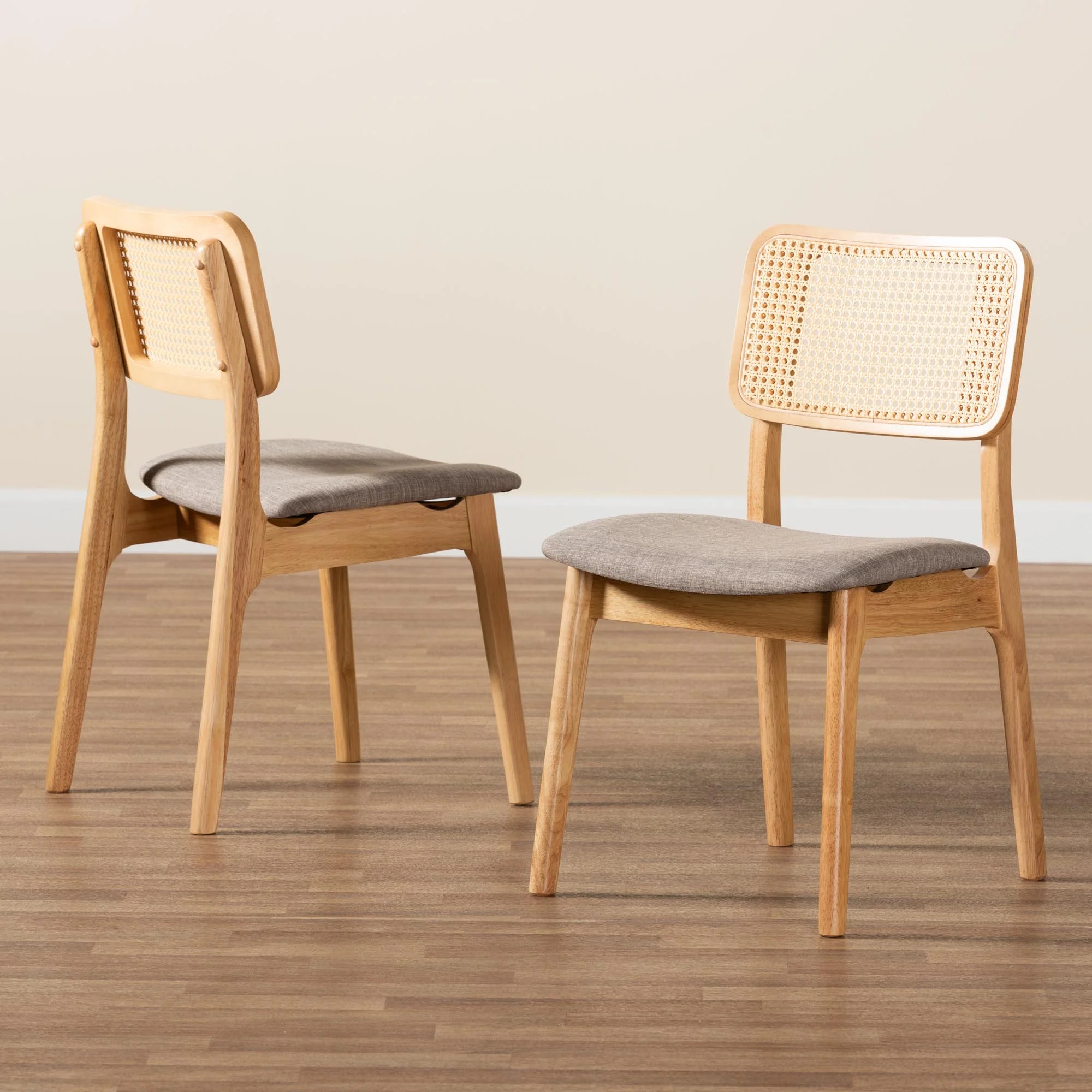 Baxton Studio Dannon Mid-Century Modern Grey Fabric and Walnut Brown Finished Wood 2-Piece Dining Chair Set - Image 27