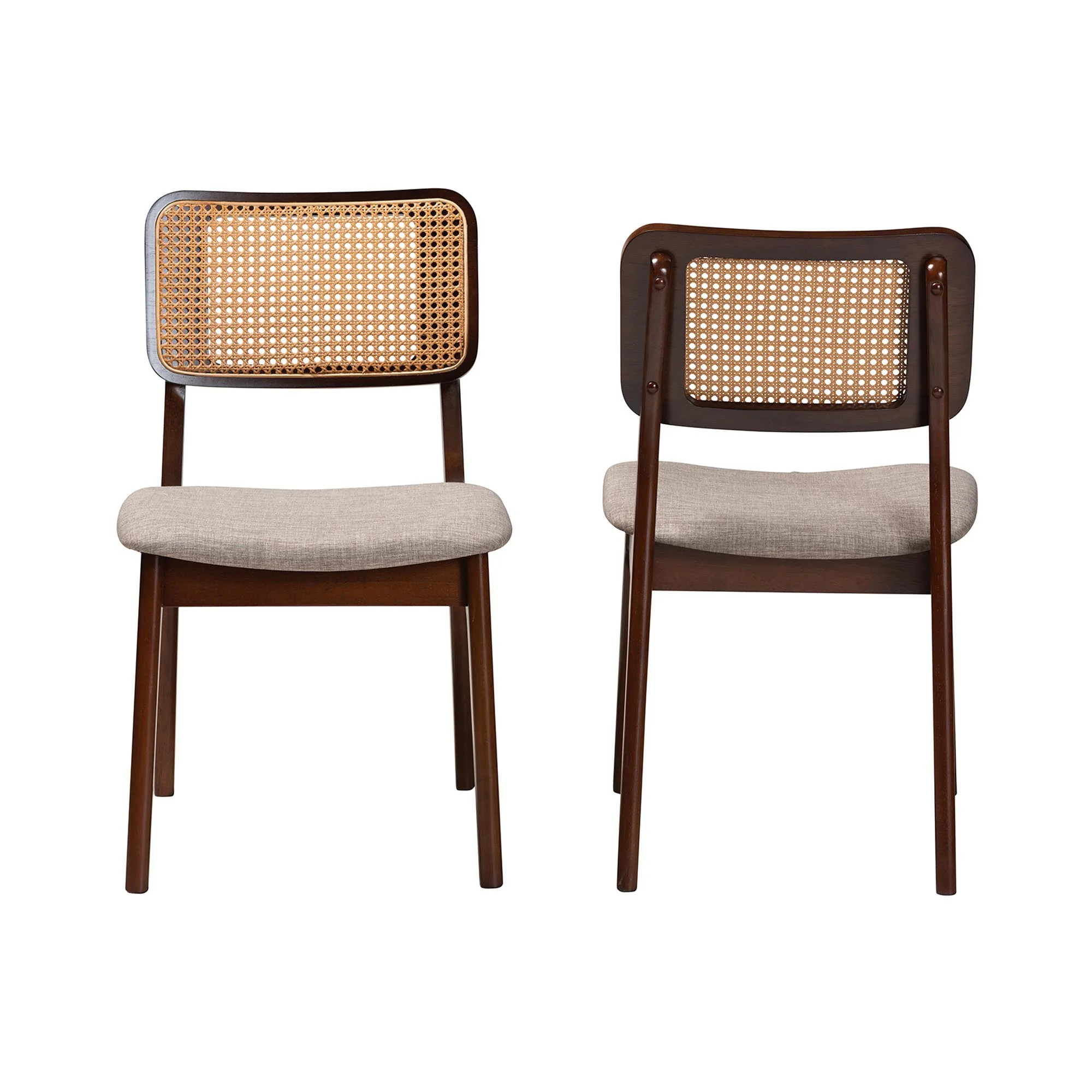 Baxton Studio Dannon Mid-Century Modern Grey Fabric and Walnut Brown Finished Wood 2-Piece Dining Chair Set - Image 3