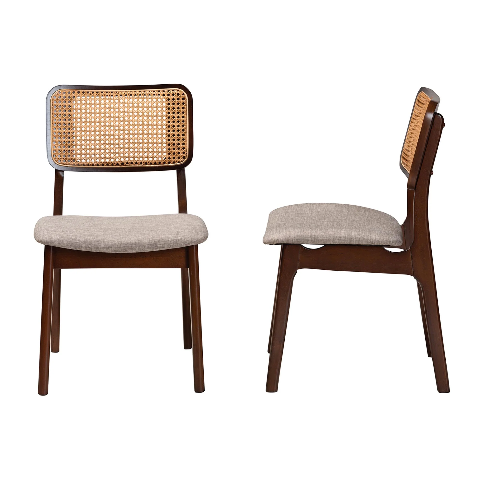 Baxton Studio Dannon Mid-Century Modern Grey Fabric and Walnut Brown Finished Wood 2-Piece Dining Chair Set - Image 4