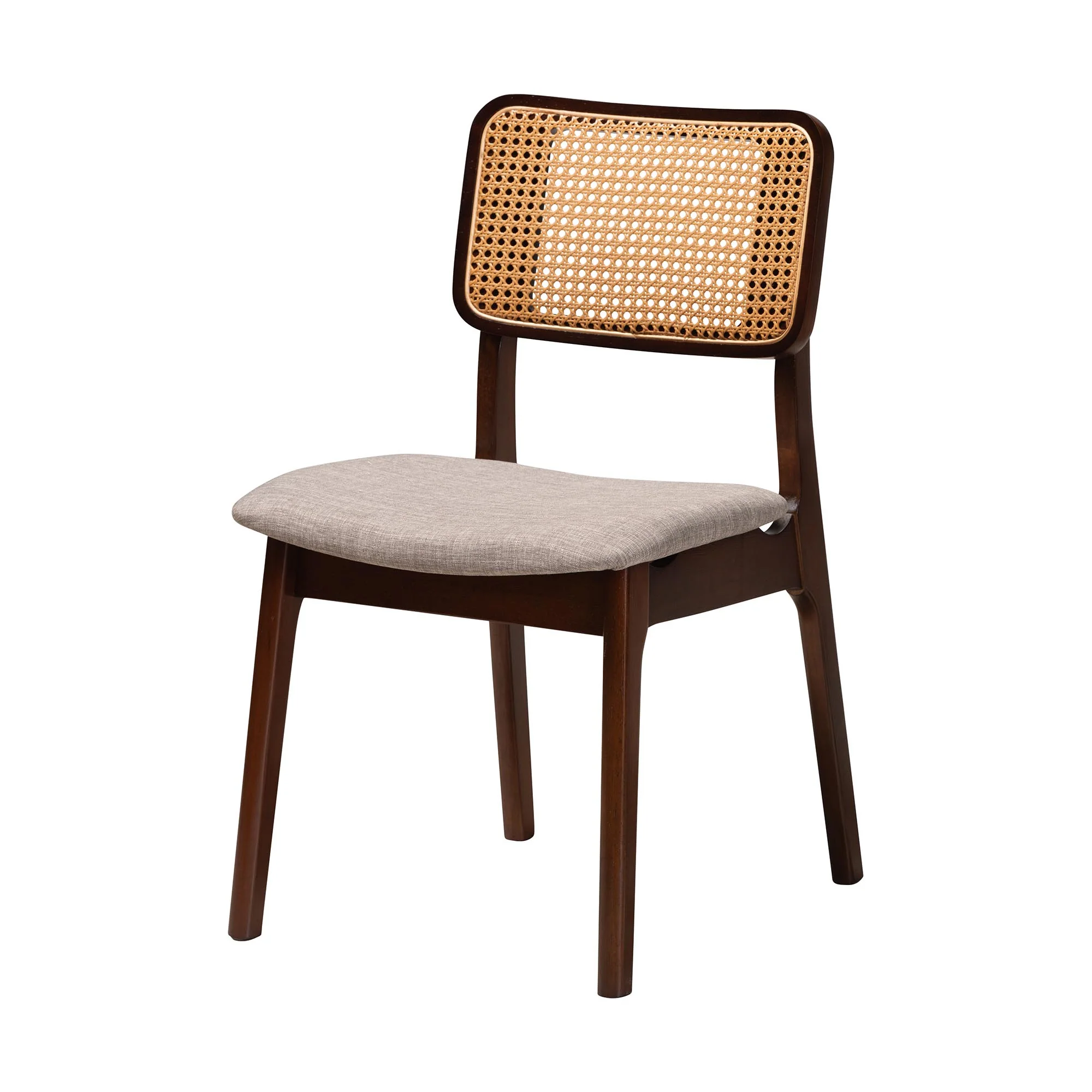 Baxton Studio Dannon Mid-Century Modern Grey Fabric and Walnut Brown Finished Wood 5-Piece Dining Set - Image 3