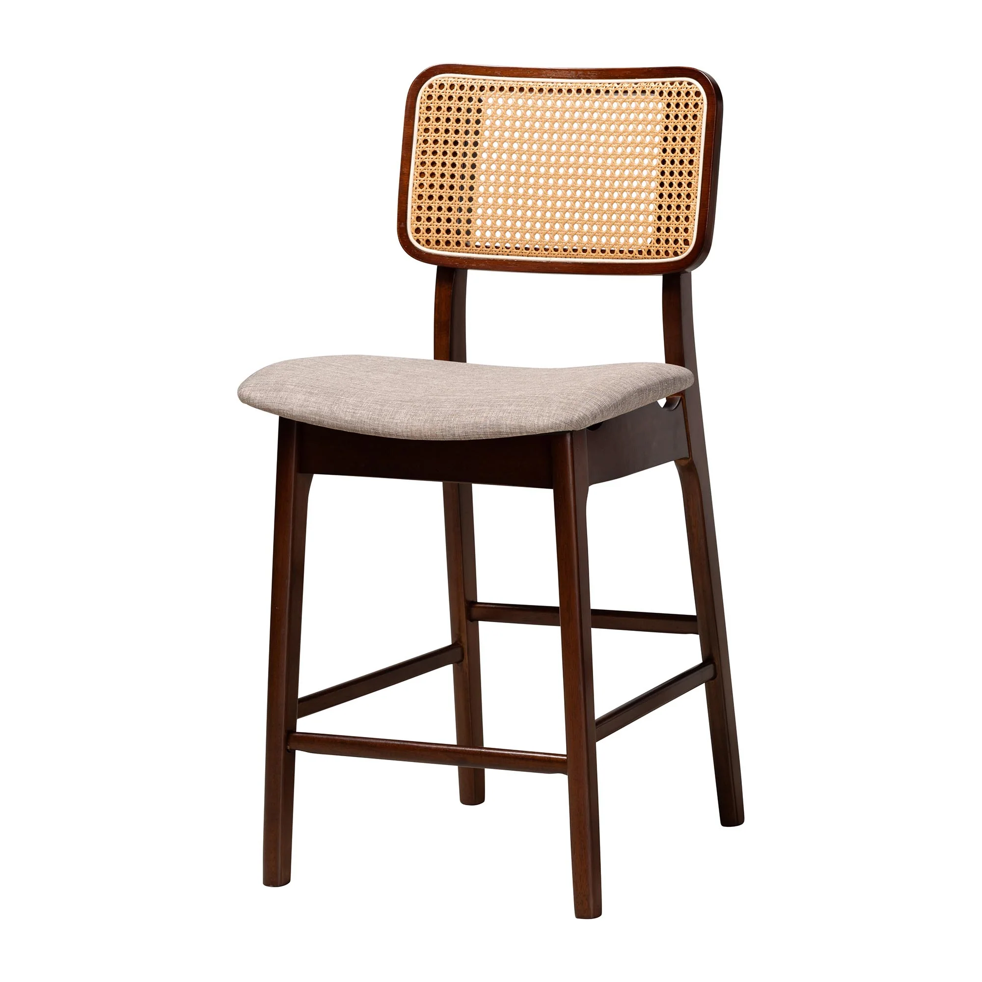Baxton Studio Dannon Mid-Century Modern Grey Fabric and Walnut Brown Finished Wood 5-Piece Pub Set - Image 3