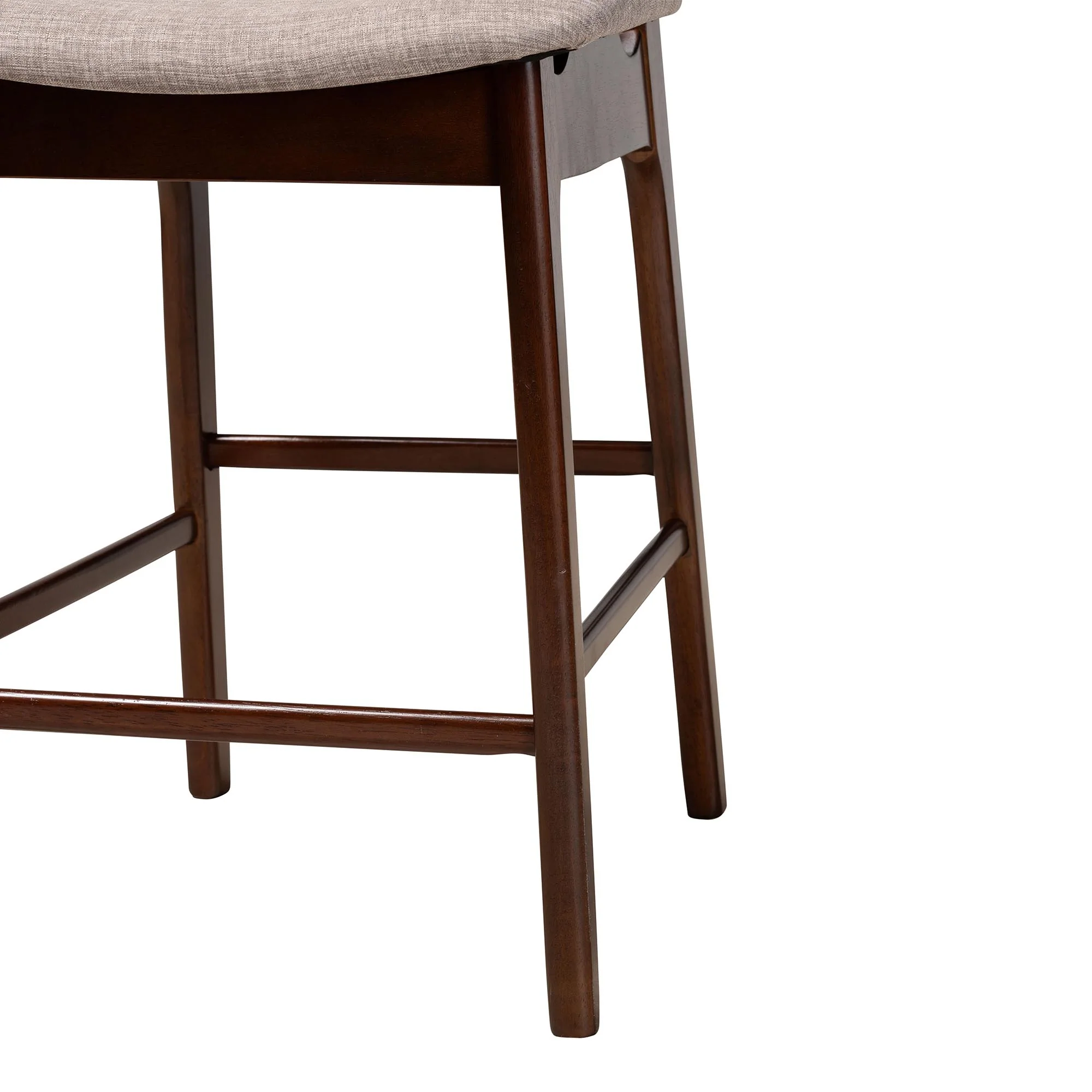 Baxton Studio Dannon Mid-Century Modern Grey Fabric and Walnut Brown Finished Wood 5-Piece Pub Set - Image 7