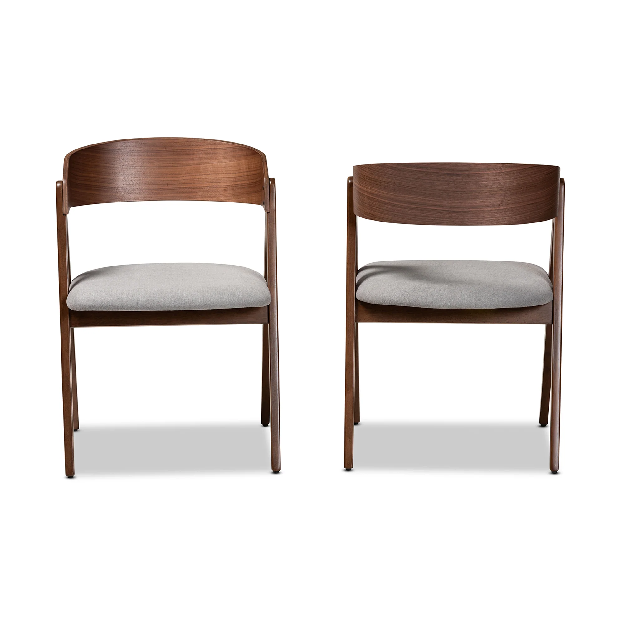 Baxton Studio Danton Mid-Century Modern Grey Fabric Upholstered and Walnut Brown Finished Wood 2-Piece Dining Chair Set - Image 3
