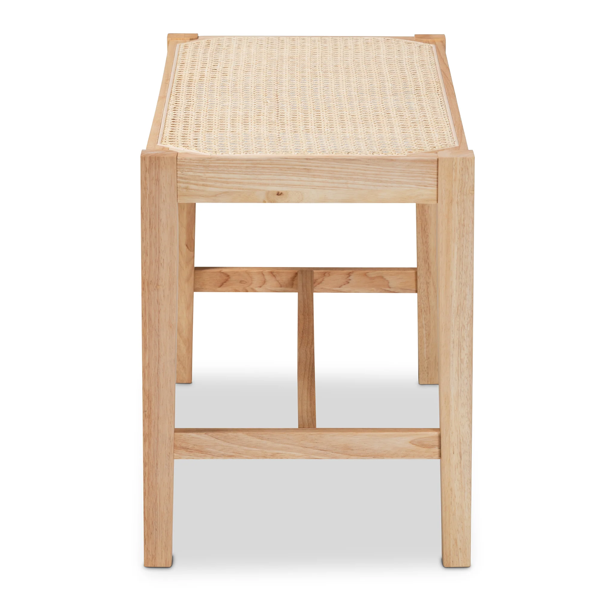 Baxton Studio Danyl Mid-Century Modern Oak Brown Finished Wood and Rattan Accent Bench - Image 5