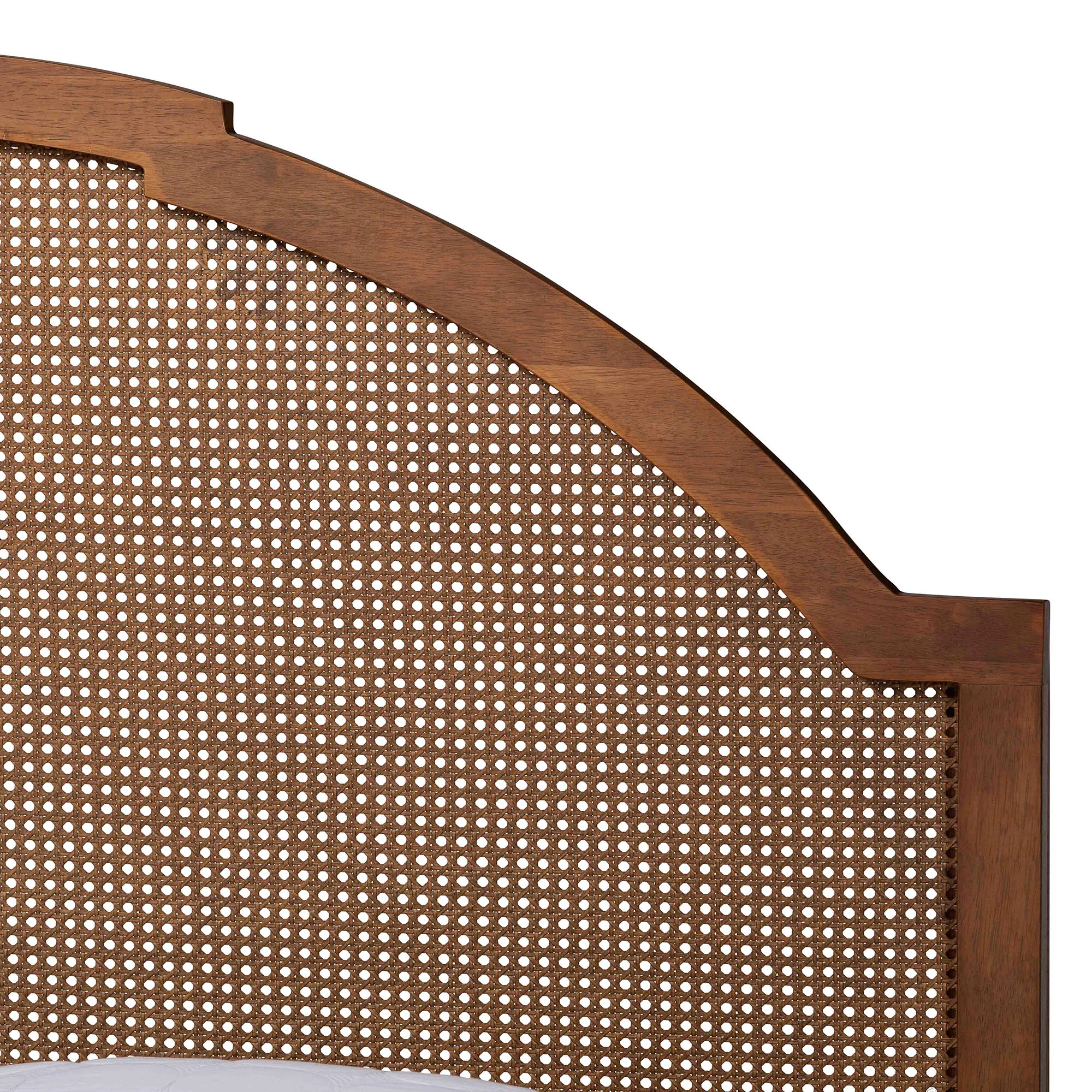 Baxton Studio Darcila Mid-Century Walnut Brown Wood and Rattan Queen Size Storage Bed - Image 10