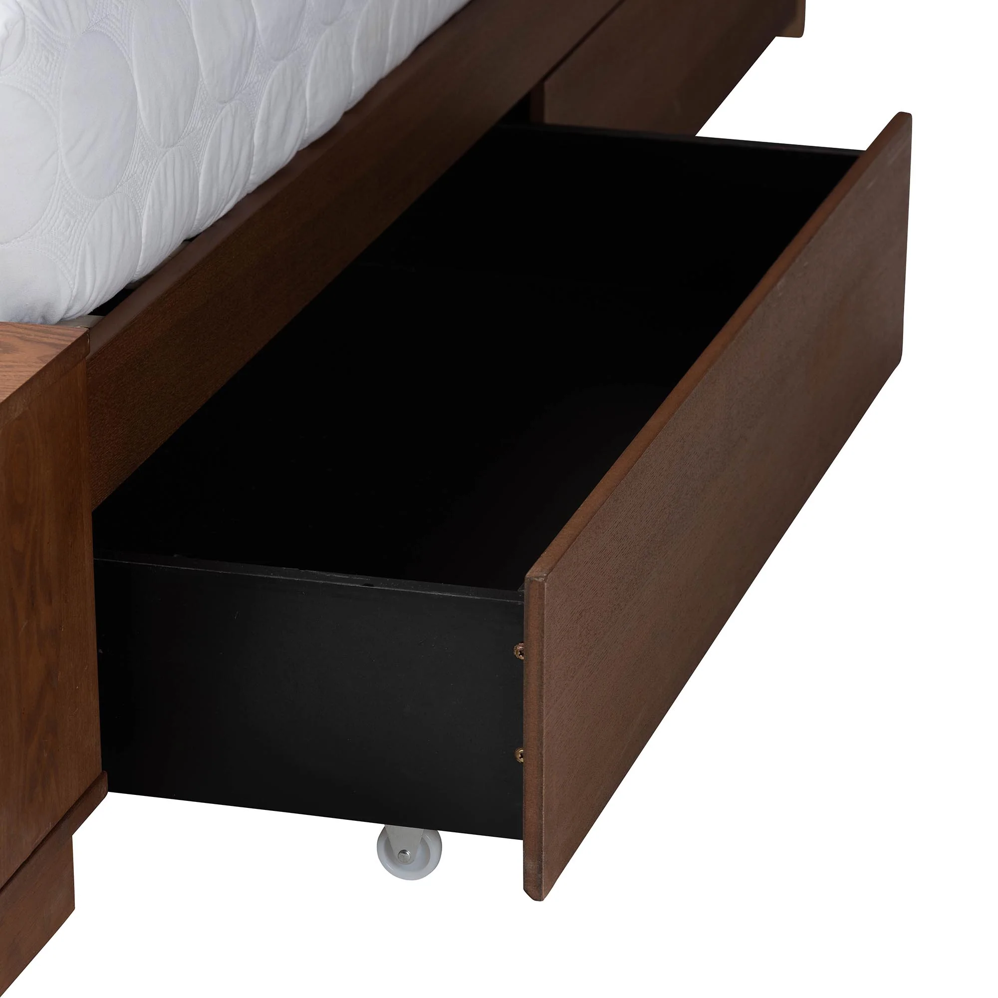 Baxton Studio Darcila Mid-Century Walnut Brown Wood and Rattan Queen Size Storage Bed - Image 11