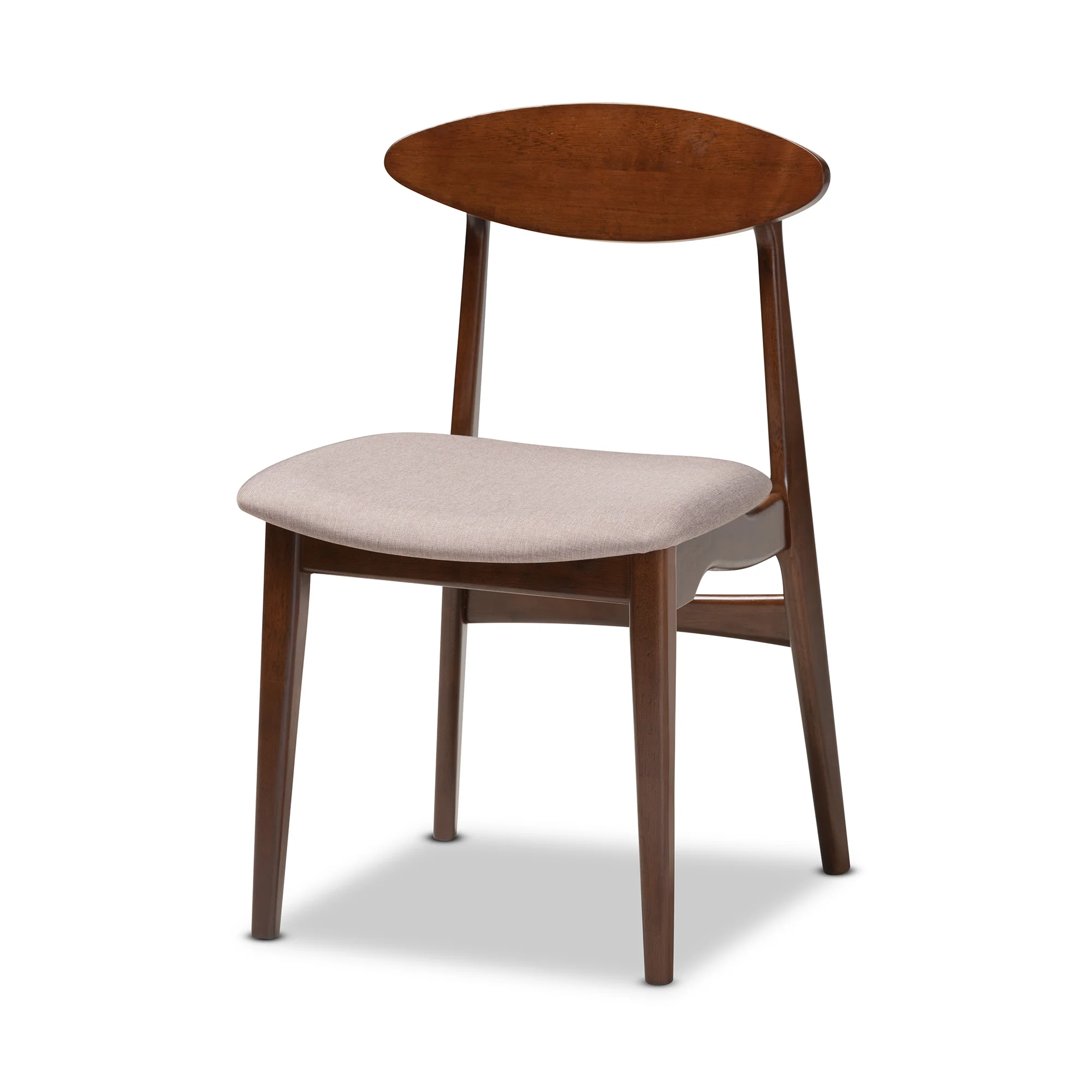 Baxton Studio Daria Mid-Century Modern Cream Fabric and Dark Brown Finished Wood 5-Piece Dining Set - Image 13