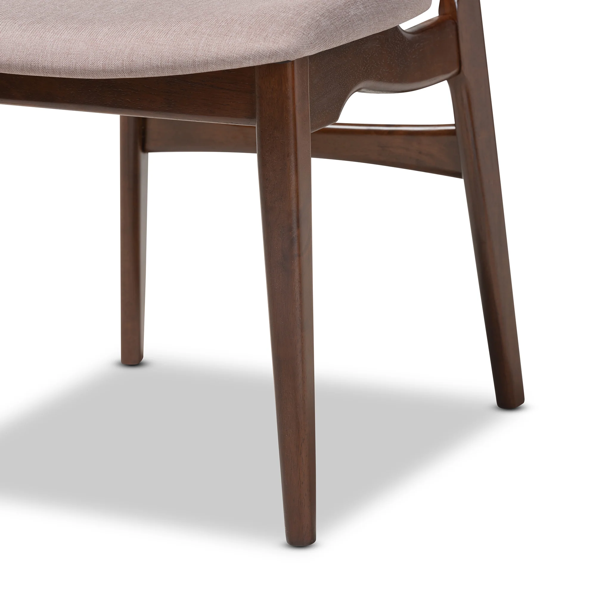 Baxton Studio Daria Mid-Century Modern Cream Fabric and Dark Brown Finished Wood 5-Piece Dining Set - Image 17