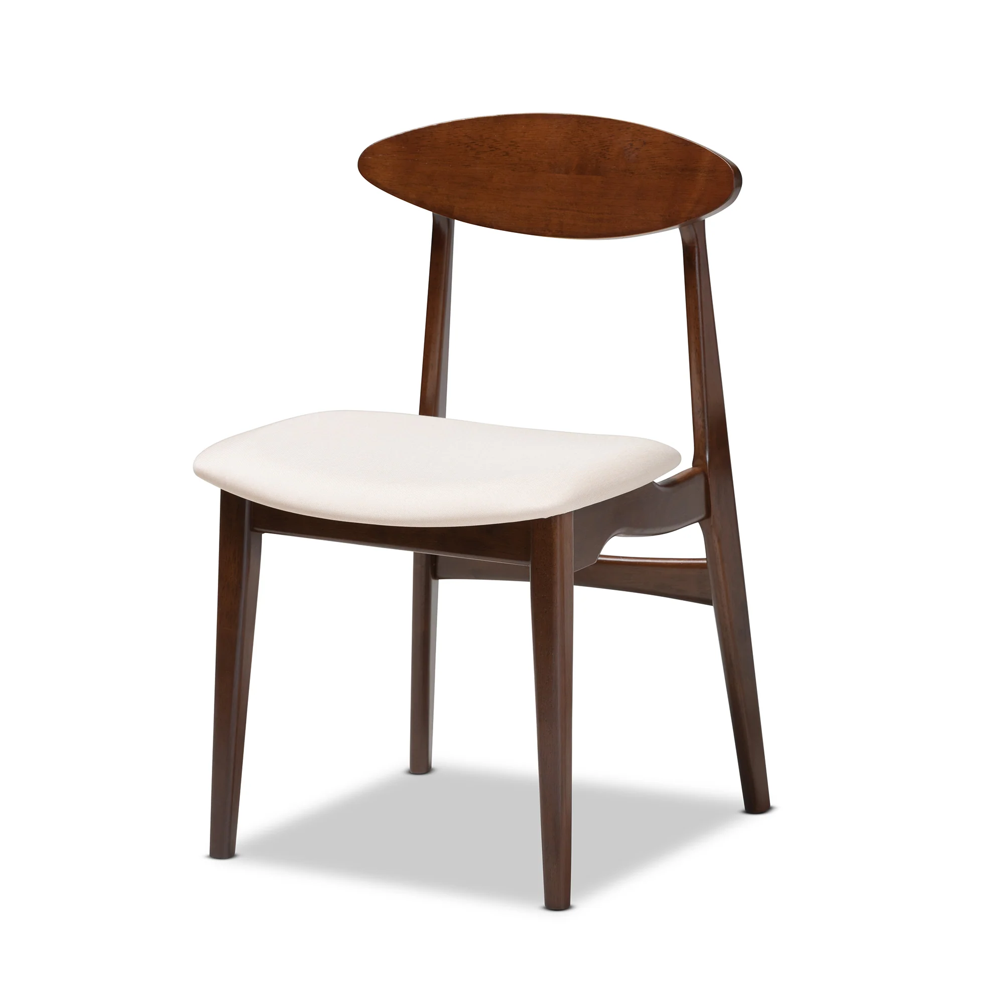 Baxton Studio Daria Mid-Century Modern Cream Fabric and Dark Brown Finished Wood 5-Piece Dining Set - Image 3