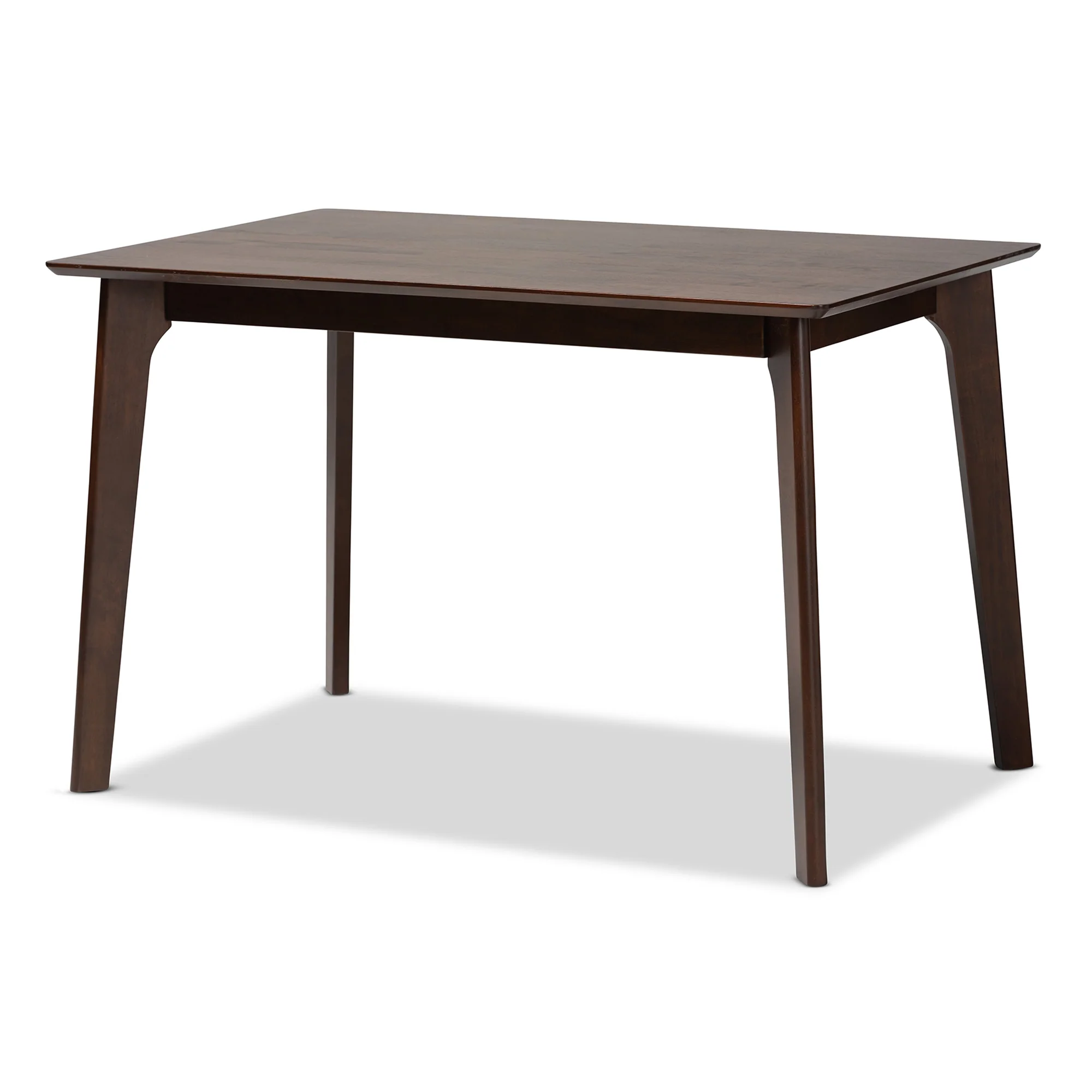 Baxton Studio Daria Mid-Century Modern Cream Fabric and Dark Brown Finished Wood 5-Piece Dining Set - Image 4