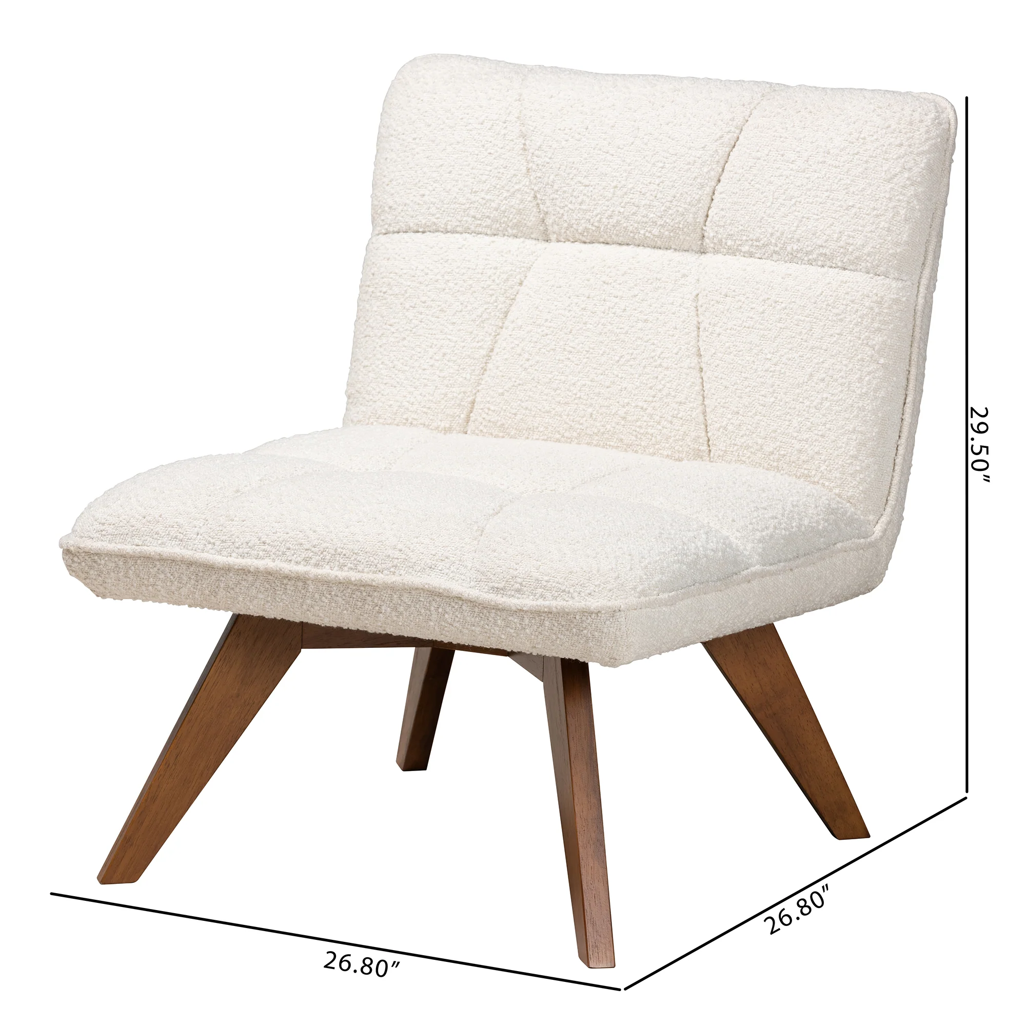 Baxton Studio Darielle Japandi Cream Boucle Fabric and Walnut Brown Finished Rubberwood Accent Chair - Image 10