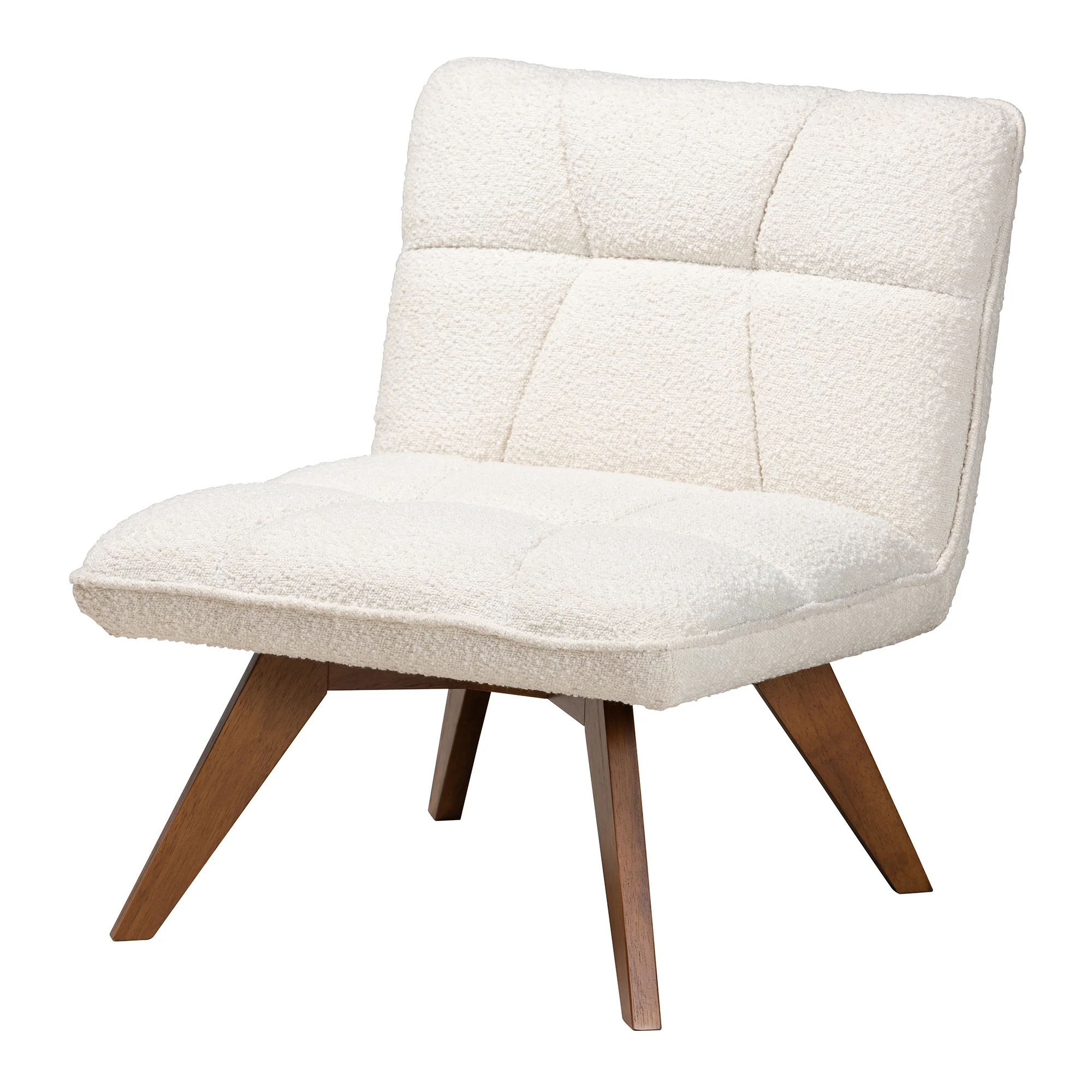 Baxton Studio Darielle Japandi Cream Boucle Fabric and Walnut Brown Finished Rubberwood Accent Chair - Image 2