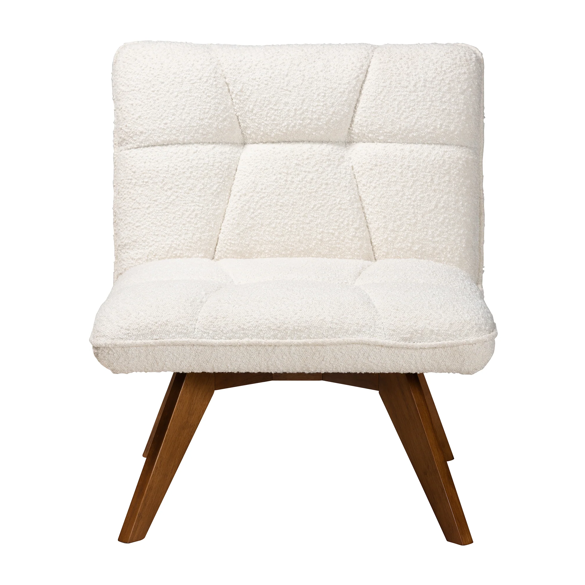 Baxton Studio Darielle Japandi Cream Boucle Fabric and Walnut Brown Finished Rubberwood Accent Chair - Image 3