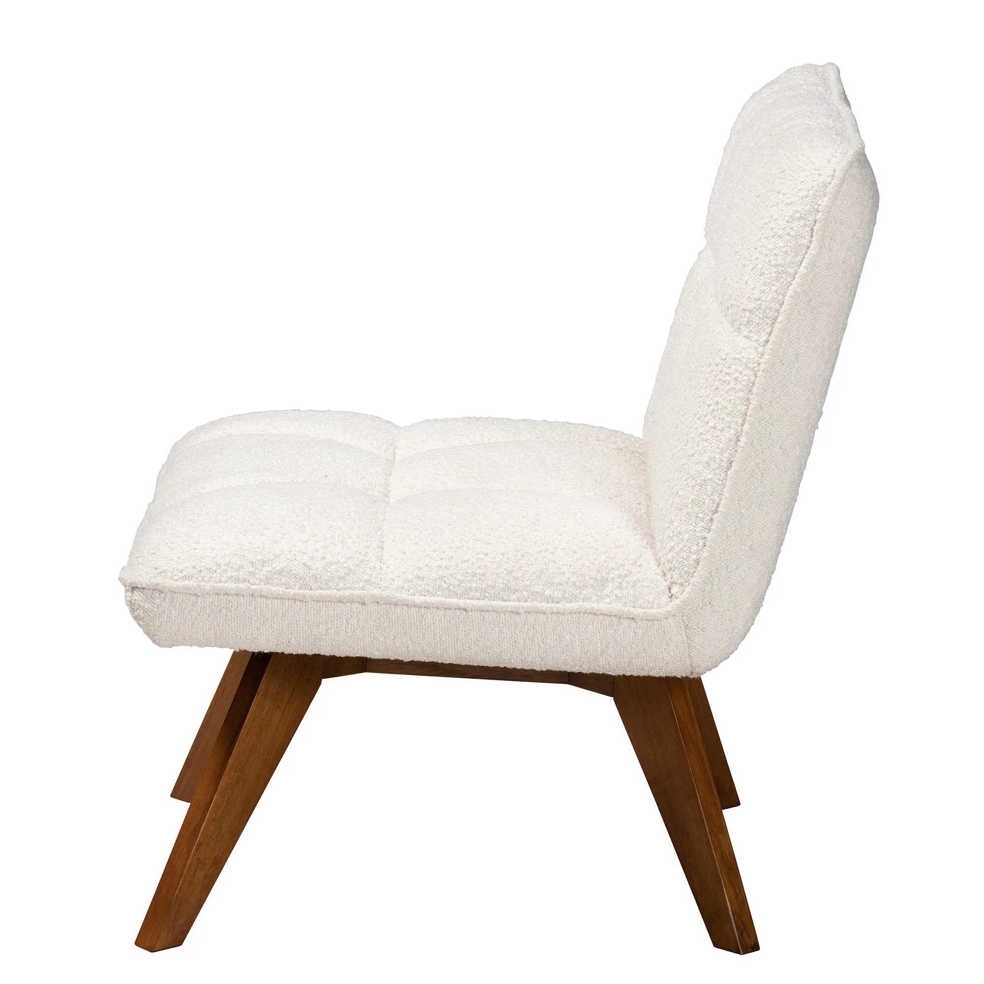 Baxton Studio Darielle Japandi Cream Boucle Fabric and Walnut Brown Finished Rubberwood Accent Chair - Image 4