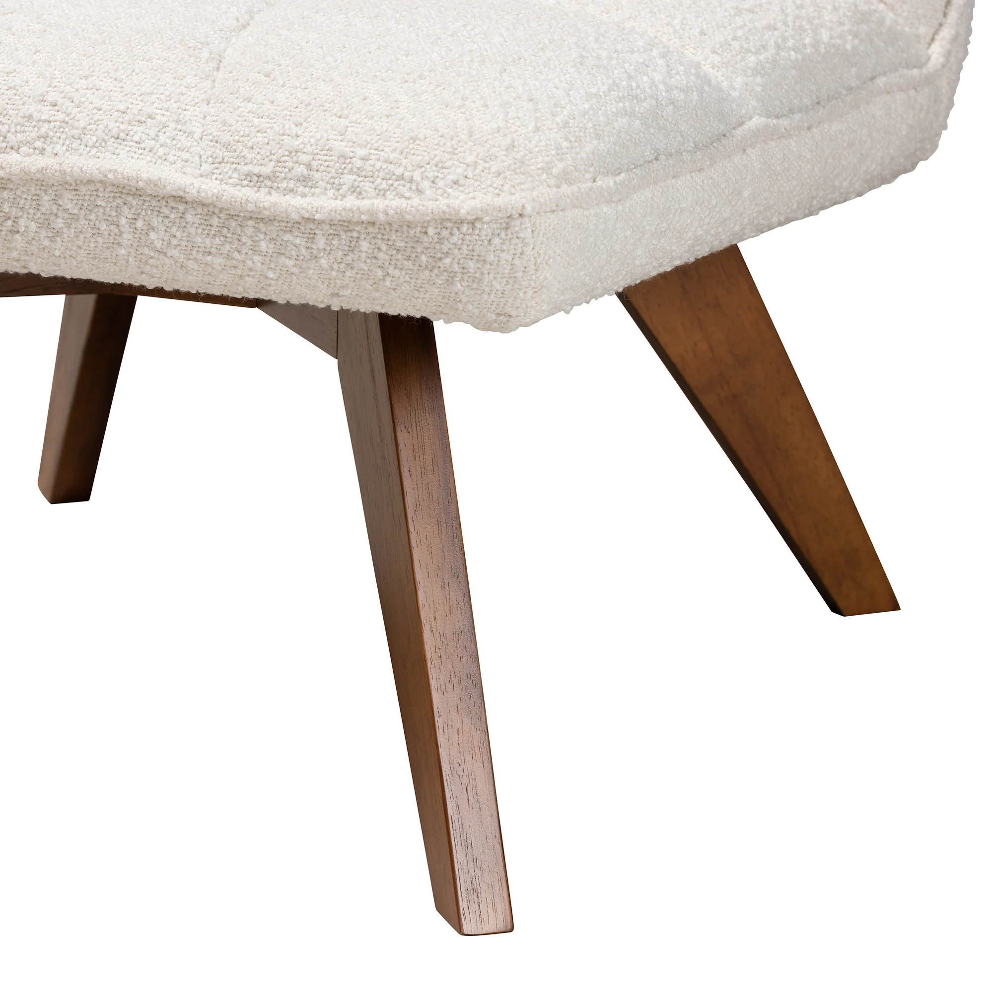 Baxton Studio Darielle Japandi Cream Boucle Fabric and Walnut Brown Finished Rubberwood Accent Chair - Image 7
