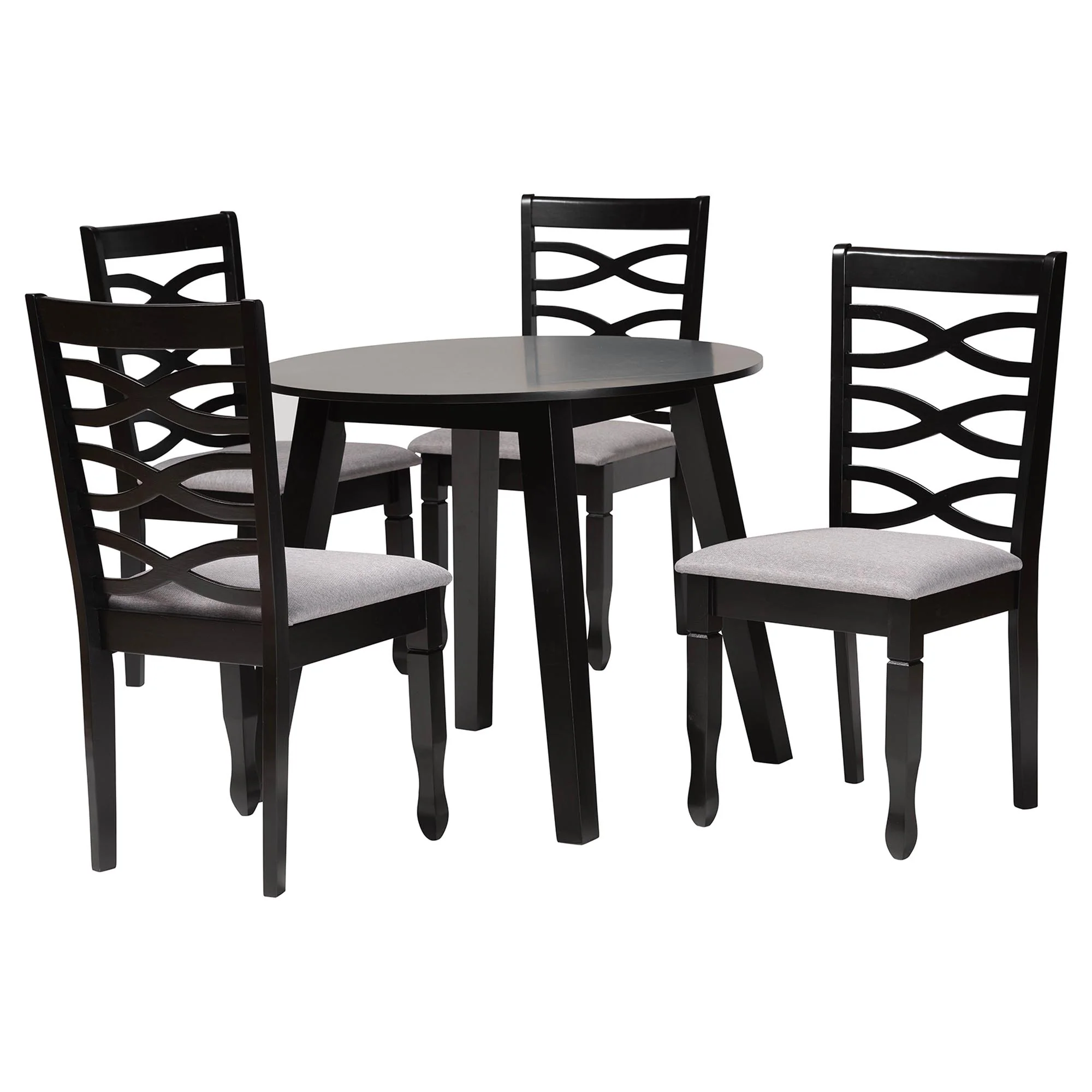 Baxton Studio Darina Modern Grey Fabric and Dark Brown Finished Wood 5-Piece Dining Set - Image 4