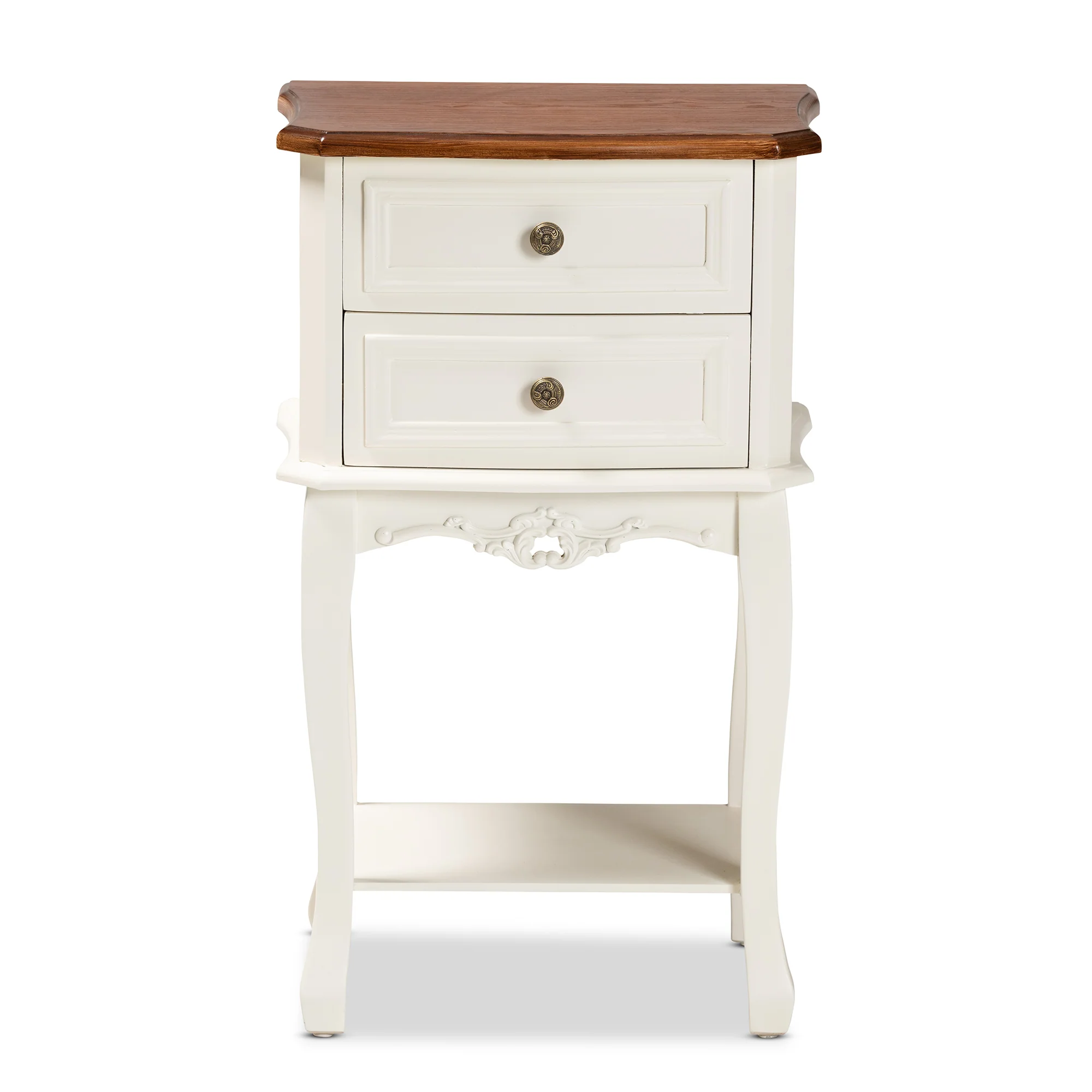 Baxton Studio Darla Classic and Traditional French White and Cherry Brown Finished Wood 2-Drawer End Table - Image 5