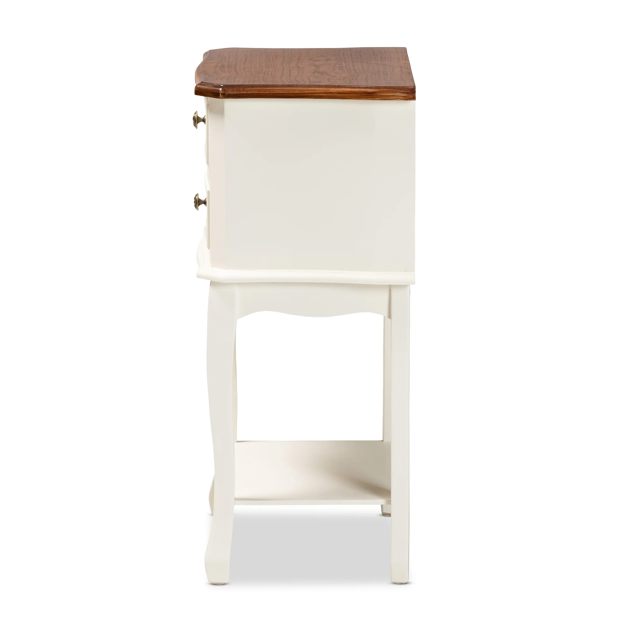 Baxton Studio Darla Classic and Traditional French White and Cherry Brown Finished Wood 2-Drawer End Table - Image 6