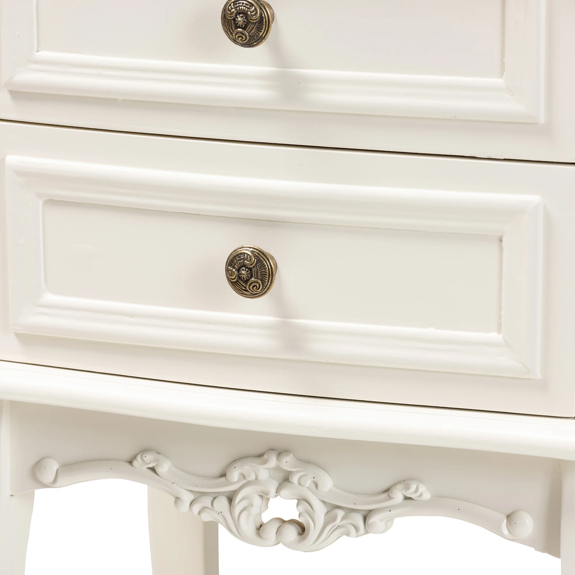 Baxton Studio Darla Classic and Traditional French White and Cherry Brown Finished Wood 2-Drawer End Table - Image 7