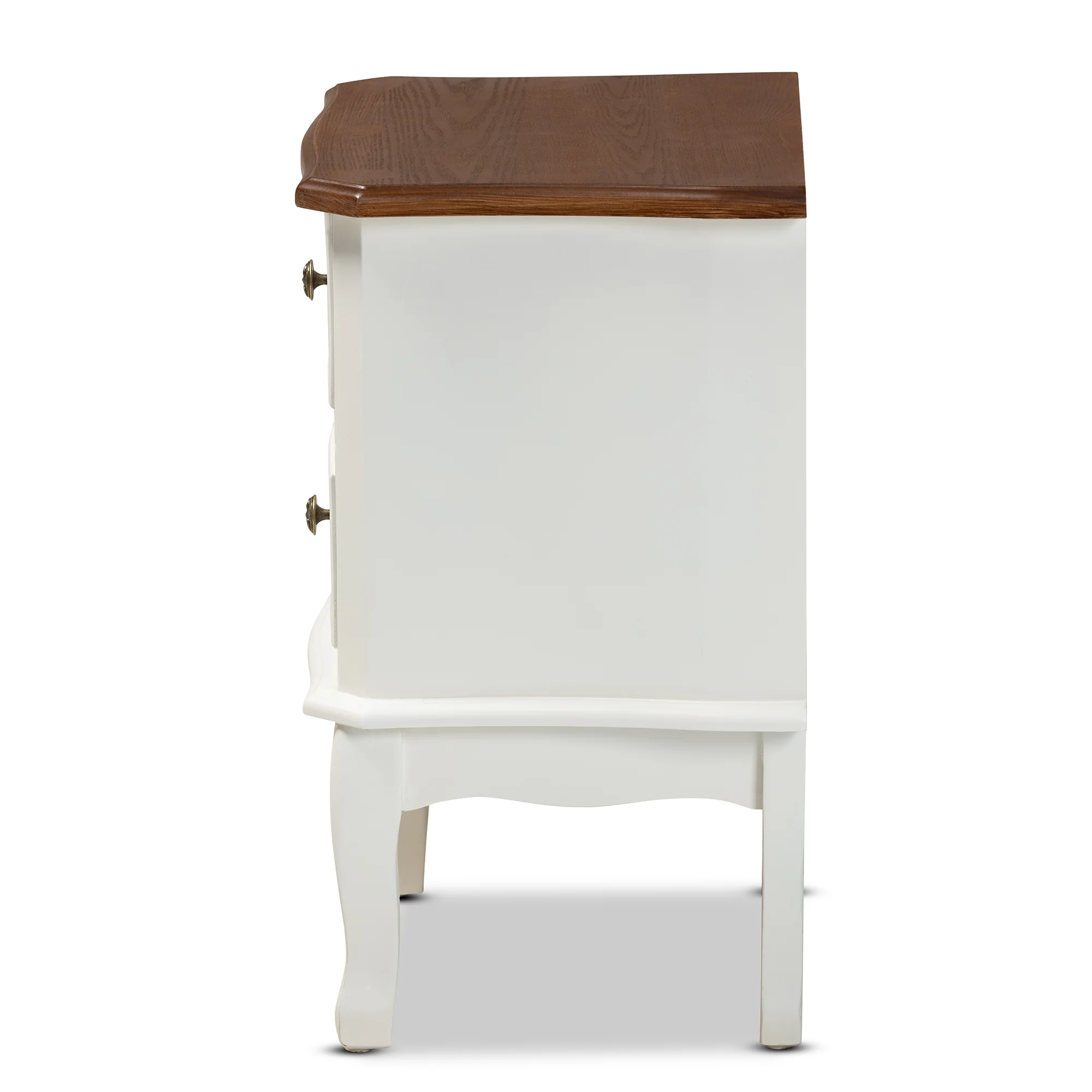 Baxton Studio Darlene Classic and Traditional French White and Cherry Brown Finished Wood 2-Drawer End Table - Image 6