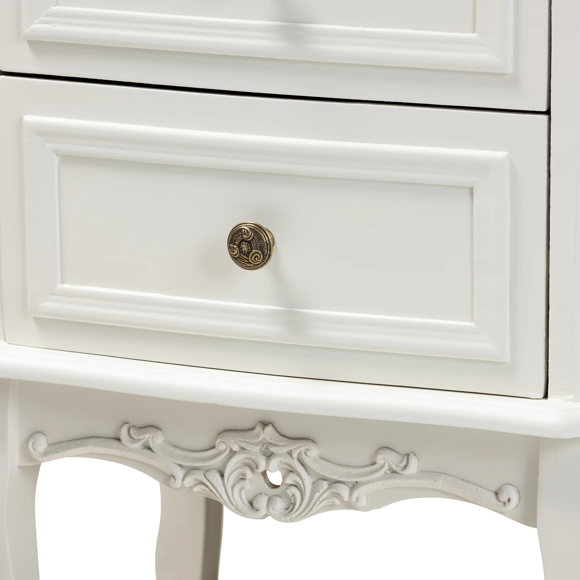 Baxton Studio Darlene Classic and Traditional French White and Cherry Brown Finished Wood 2-Drawer End Table - Image 7