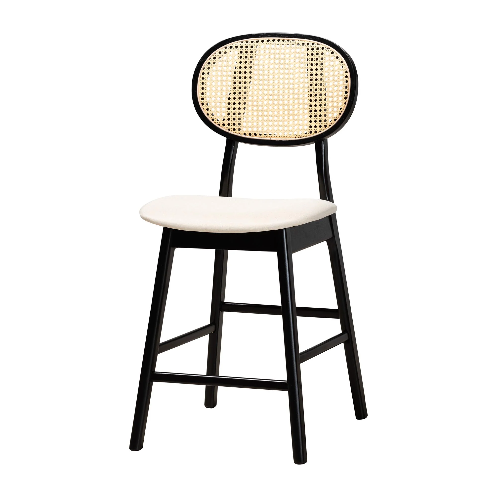 Baxton Studio Darrion Mid-Century Modern Cream Fabric and Black Finished Wood 5-Piece Pub set - Image 3