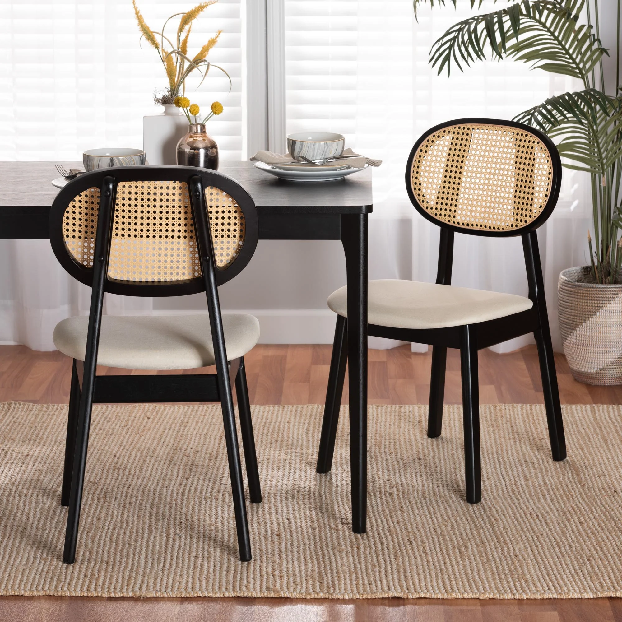Baxton Studio Darrion Mid-Century Modern Grey Fabric and Natural Oak Finished Wood 2-Piece Dining Chair Set - Image 10
