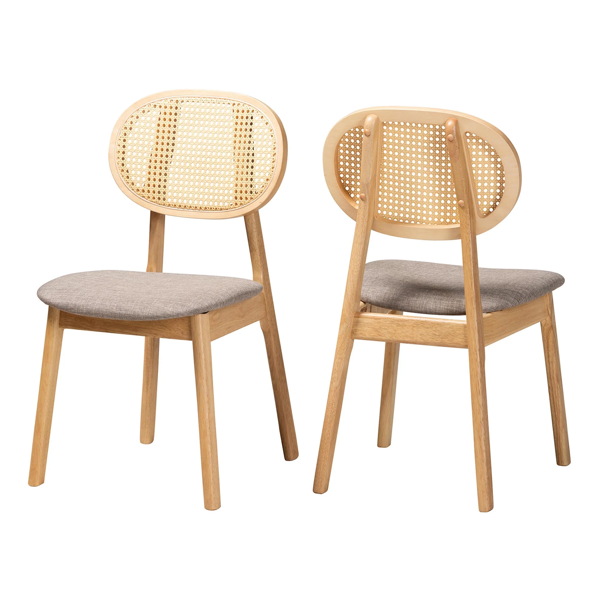 Baxton Studio Darrion Mid-Century Modern Grey Fabric and Natural Oak Finished Wood 2-Piece Dining Chair Set - Image 2