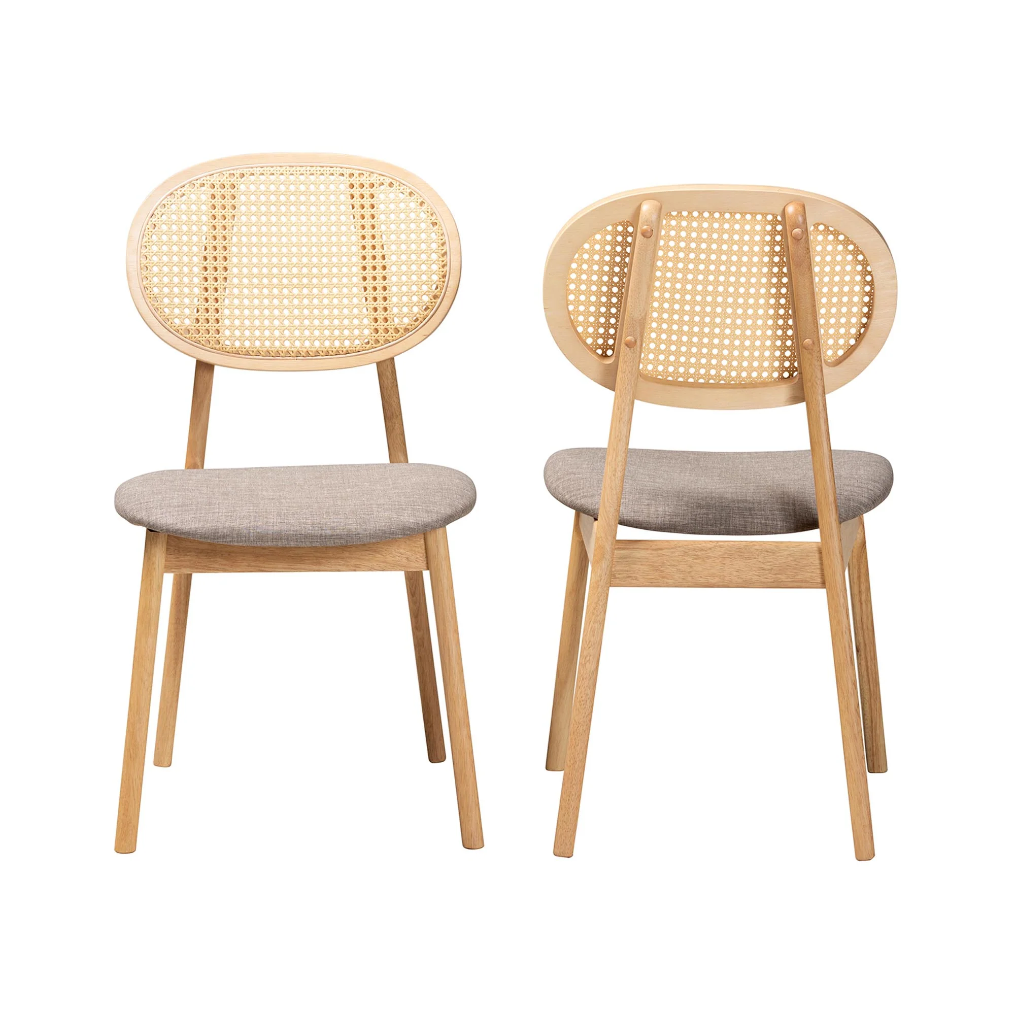 Baxton Studio Darrion Mid-Century Modern Grey Fabric and Natural Oak Finished Wood 2-Piece Dining Chair Set - Image 3