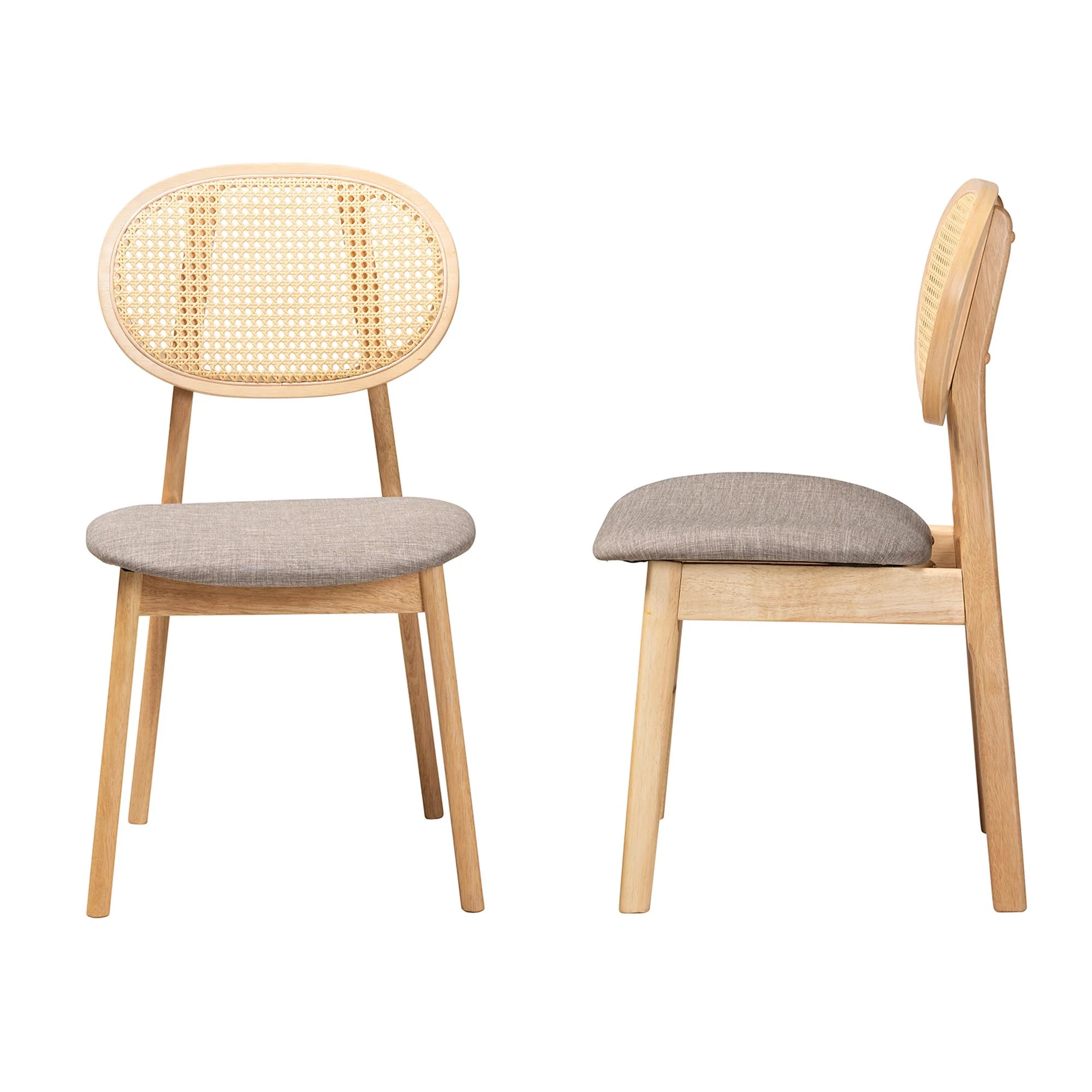 Baxton Studio Darrion Mid-Century Modern Grey Fabric and Natural Oak Finished Wood 2-Piece Dining Chair Set - Image 4