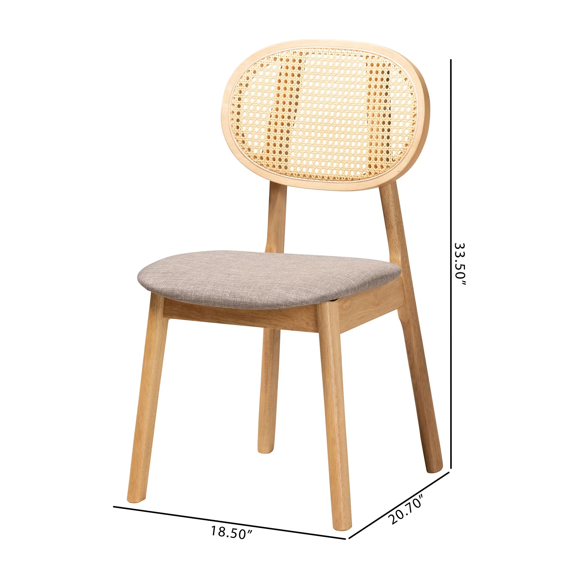 Baxton Studio Darrion Mid-Century Modern Grey Fabric and Natural Oak Finished Wood 2-Piece Dining Chair Set - Image 8