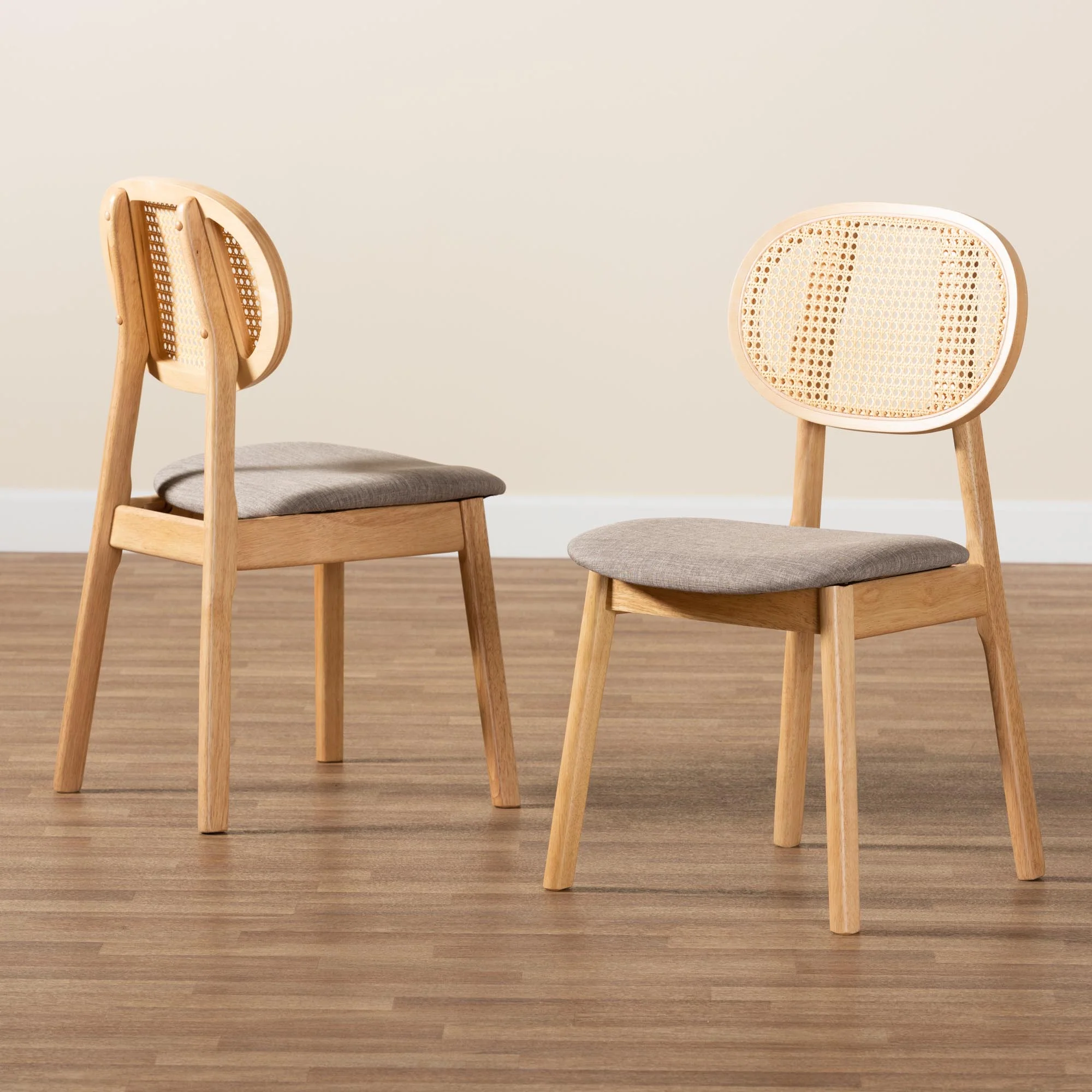 Baxton Studio Darrion Mid-Century Modern Grey Fabric and Natural Oak Finished Wood 2-Piece Dining Chair Set - Image 9