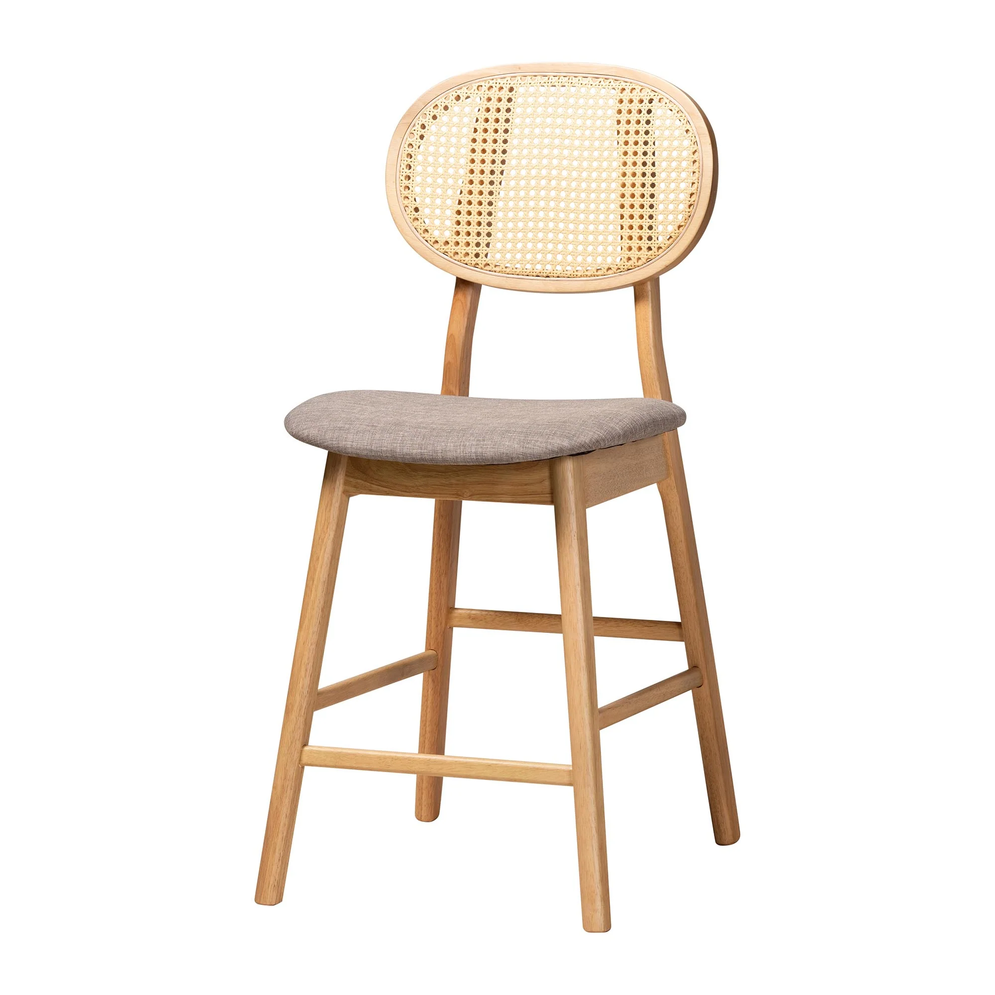 Baxton Studio Darrion Mid-Century Modern Grey Fabric and Natural Oak Finished Wood 5-Piece Pub Set - Image 3