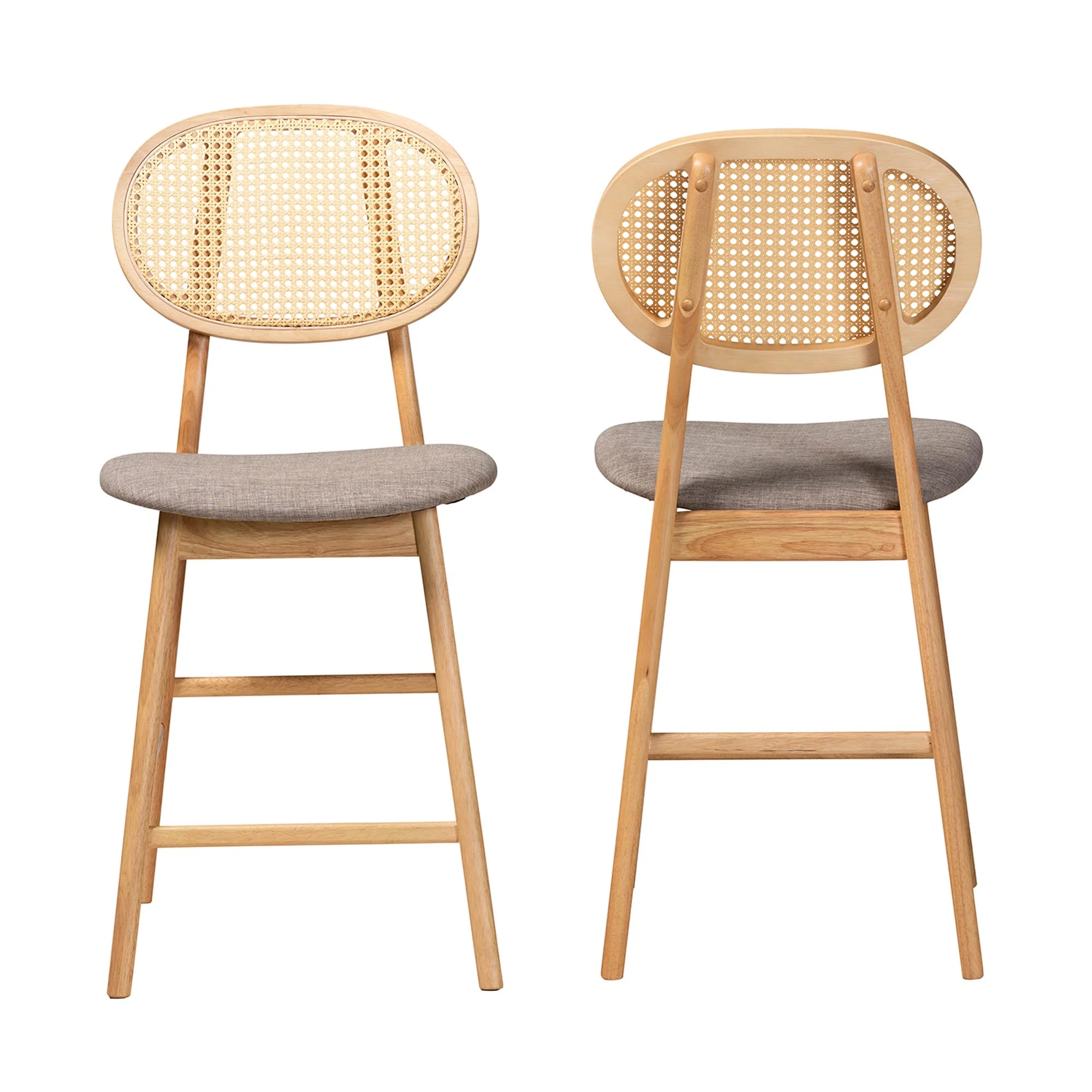 Baxton Studio Darrion Mid-Century Modern Grey Fabric and Walnut Brown Finished Wood 2-Piece Counter Stool Set - Image 12