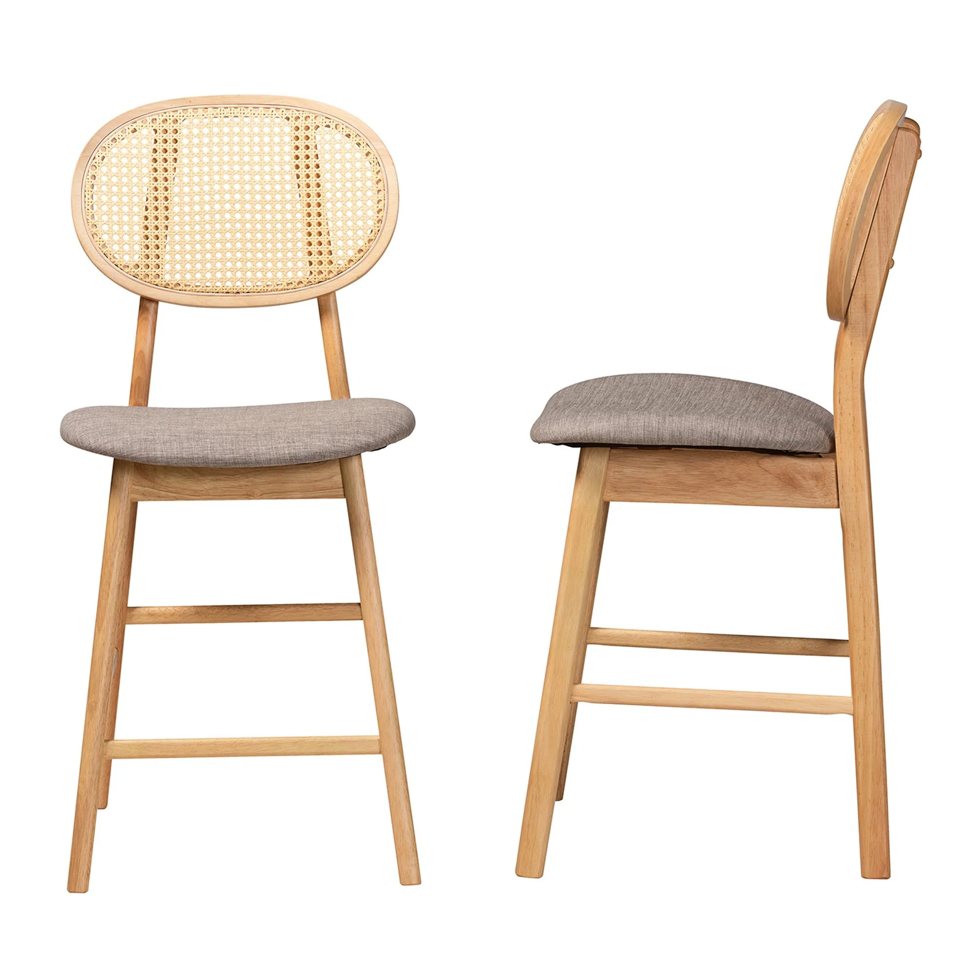 Baxton Studio Darrion Mid-Century Modern Grey Fabric and Walnut Brown Finished Wood 2-Piece Counter Stool Set - Image 13
