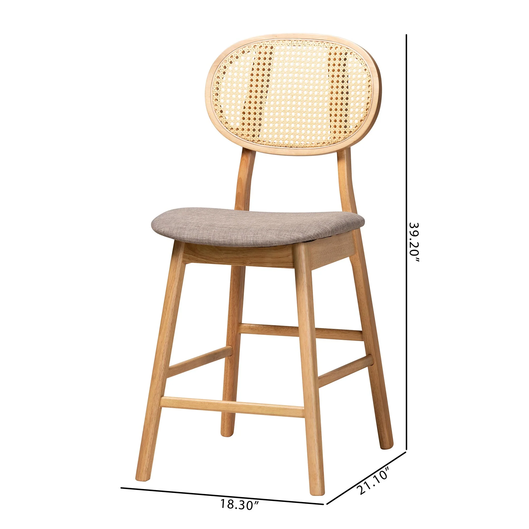 Baxton Studio Darrion Mid-Century Modern Grey Fabric and Walnut Brown Finished Wood 2-Piece Counter Stool Set - Image 17