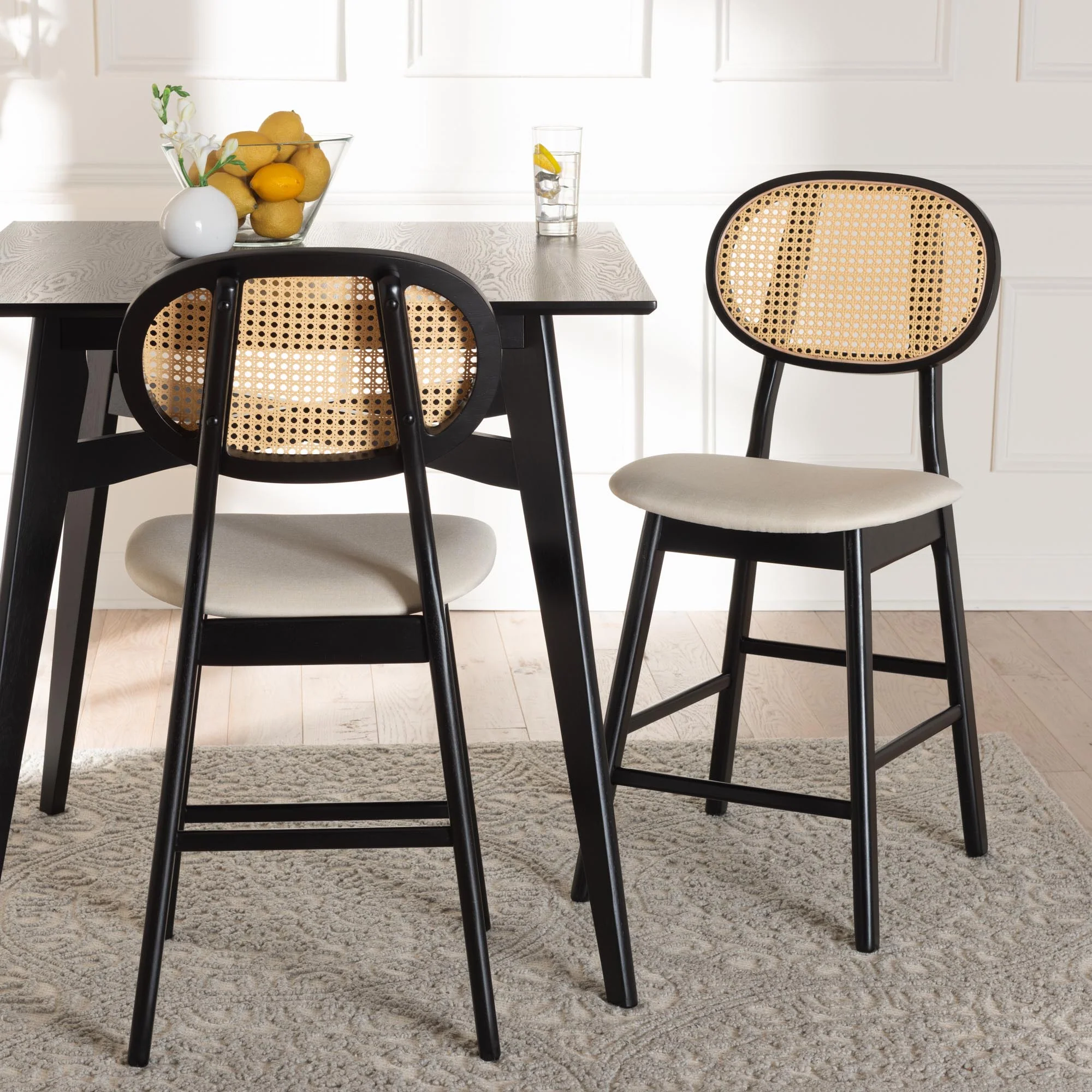Baxton Studio Darrion Mid-Century Modern Grey Fabric and Walnut Brown Finished Wood 2-Piece Counter Stool Set - Image 19