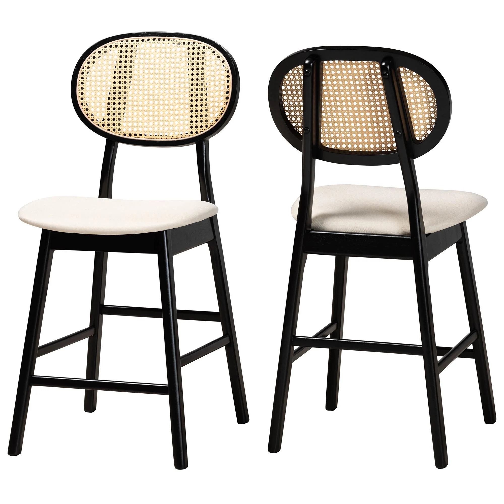 Baxton Studio Darrion Mid-Century Modern Grey Fabric and Walnut Brown Finished Wood 2-Piece Counter Stool Set - Image 20