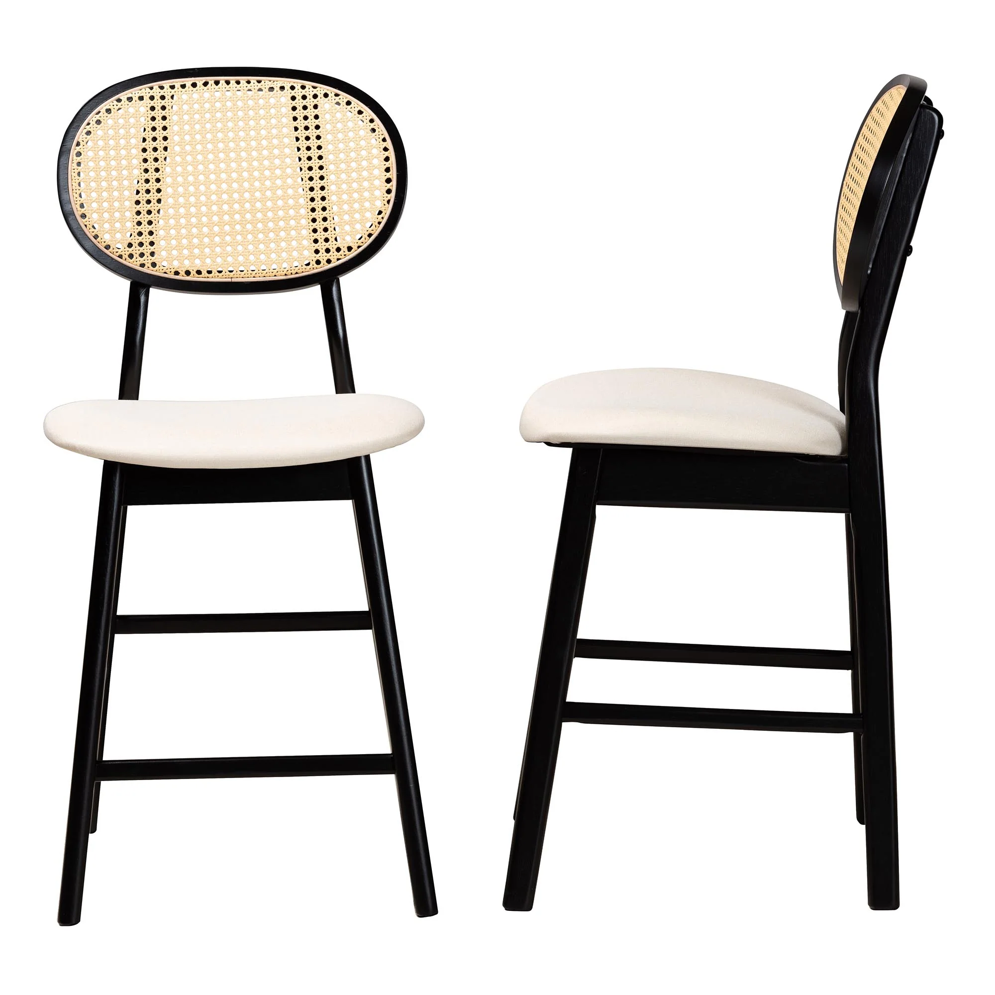 Baxton Studio Darrion Mid-Century Modern Grey Fabric and Walnut Brown Finished Wood 2-Piece Counter Stool Set - Image 22