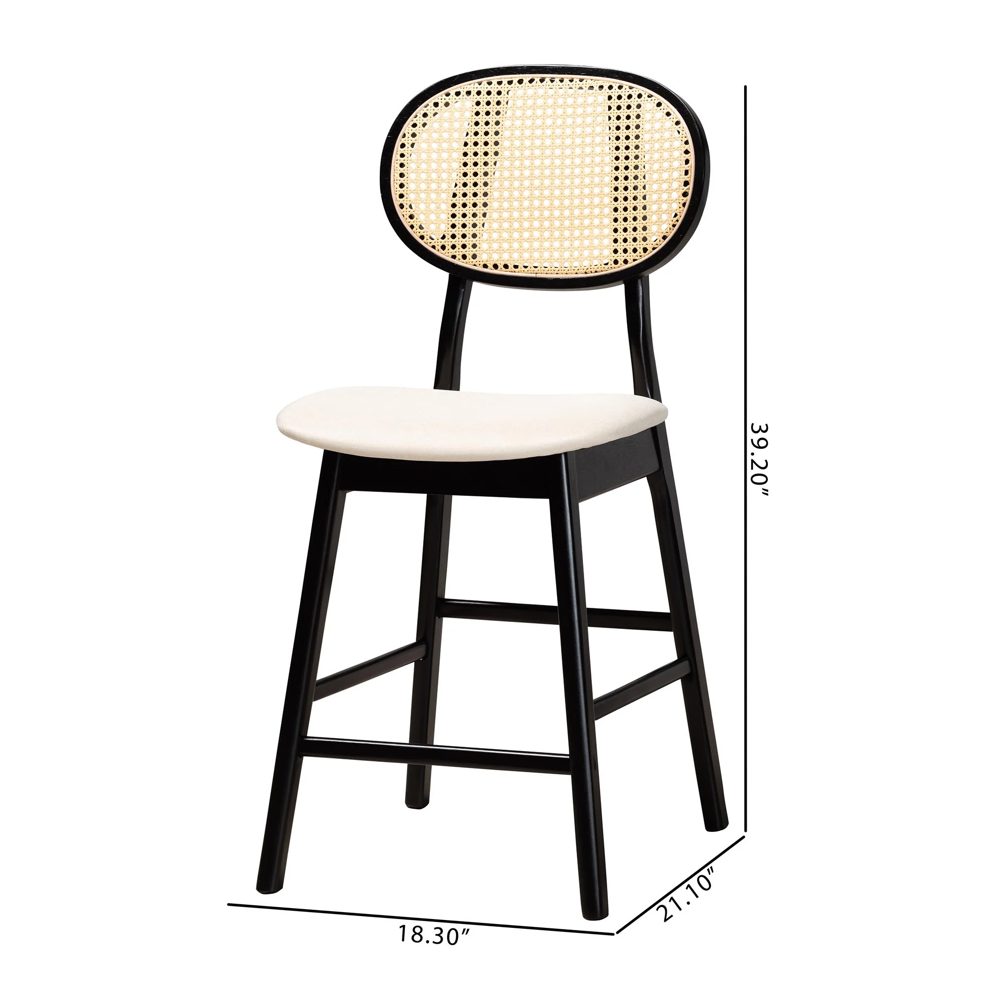 Baxton Studio Darrion Mid-Century Modern Grey Fabric and Walnut Brown Finished Wood 2-Piece Counter Stool Set - Image 26
