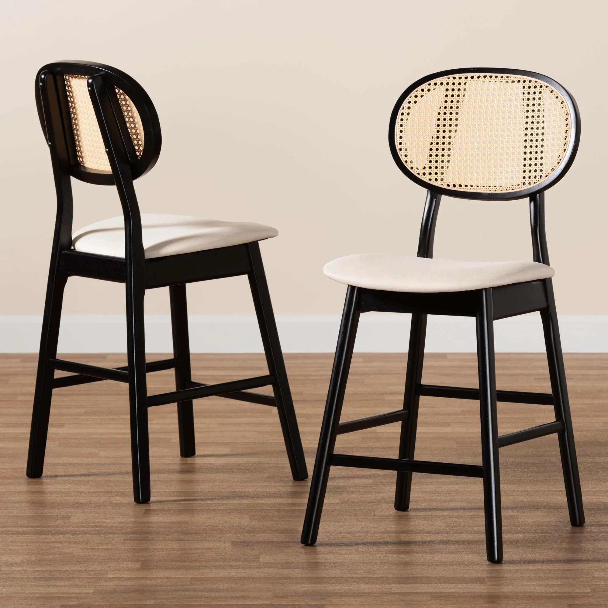 Baxton Studio Darrion Mid-Century Modern Grey Fabric and Walnut Brown Finished Wood 2-Piece Counter Stool Set - Image 27