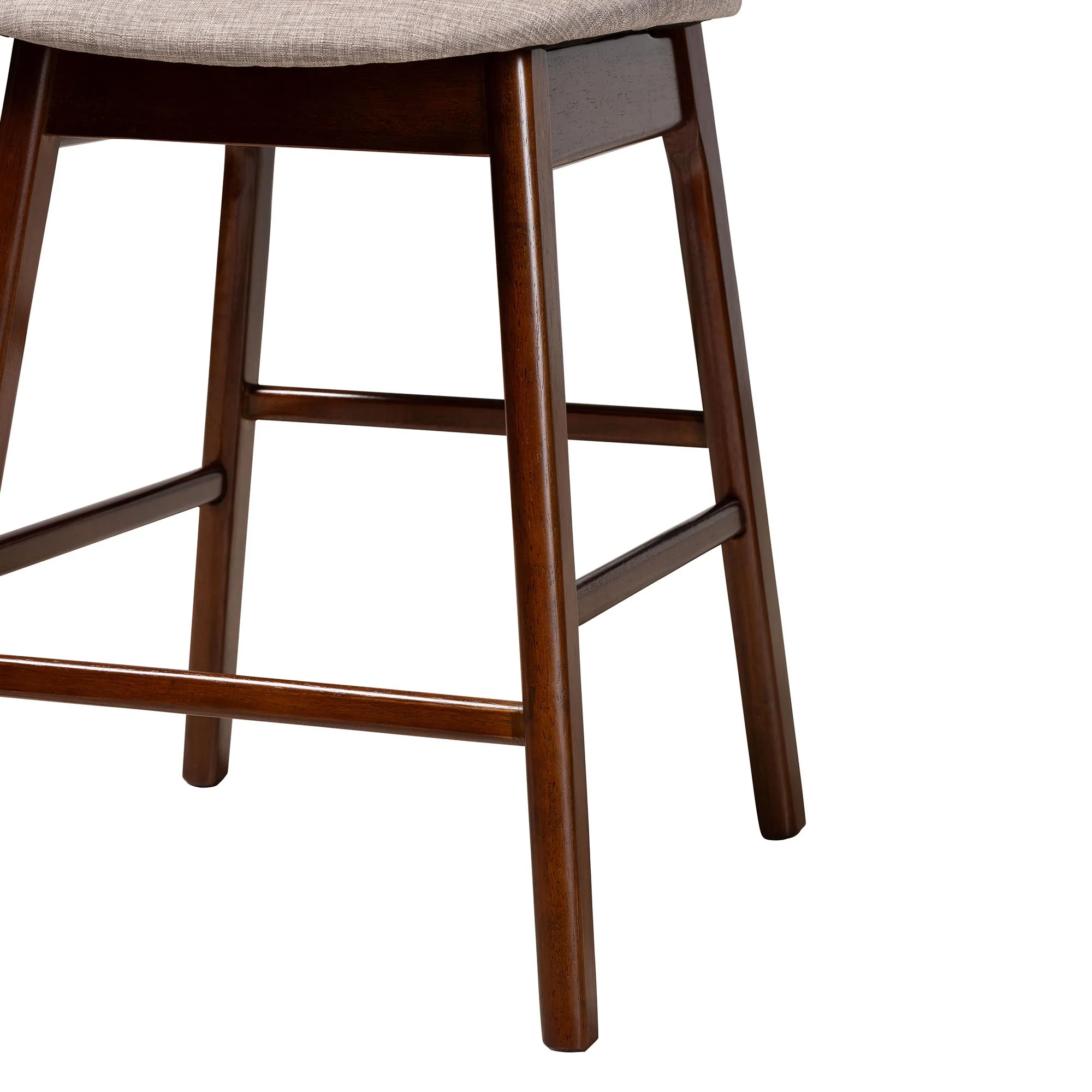 Baxton Studio Darrion Mid-Century Modern Grey Fabric and Walnut Brown Finished Wood 2-Piece Counter Stool Set - Image 6
