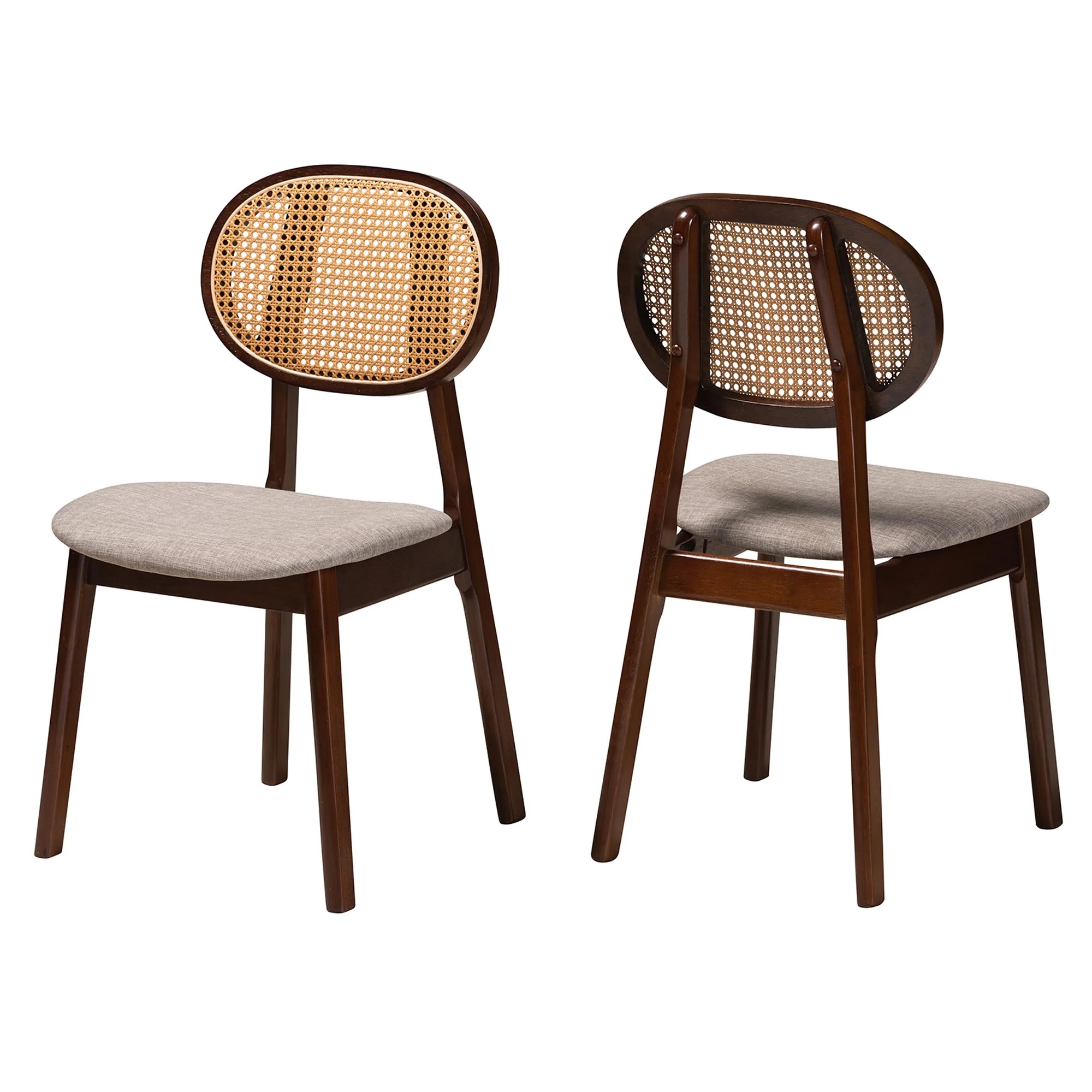 Baxton Studio Darrion Mid-Century Modern Grey Fabric and Walnut Brown Finished Wood 2-Piece Dining Chair Set - Image 2