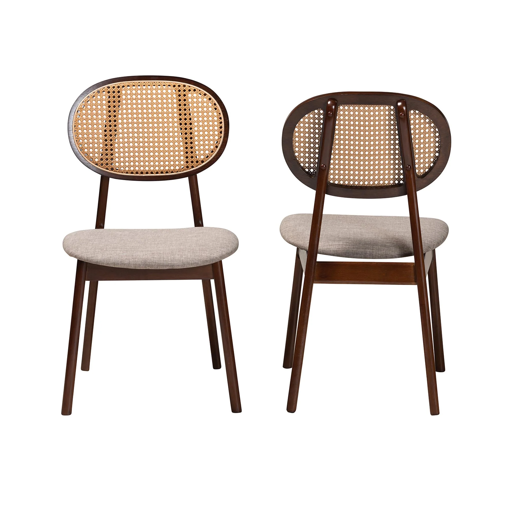 Baxton Studio Darrion Mid-Century Modern Grey Fabric and Walnut Brown Finished Wood 2-Piece Dining Chair Set - Image 3